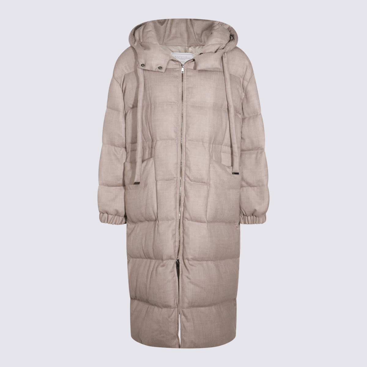 Shop Antonelli Beige Wool Down Jacket