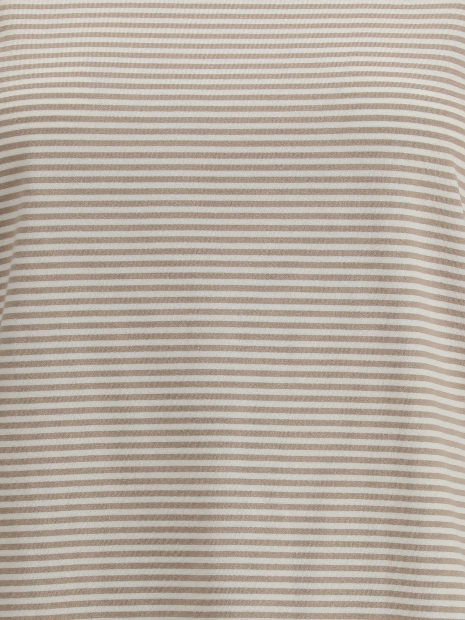 Brunello Cucinelli Striped Crew Neck T-shirt With Keyhole Detail In Gray