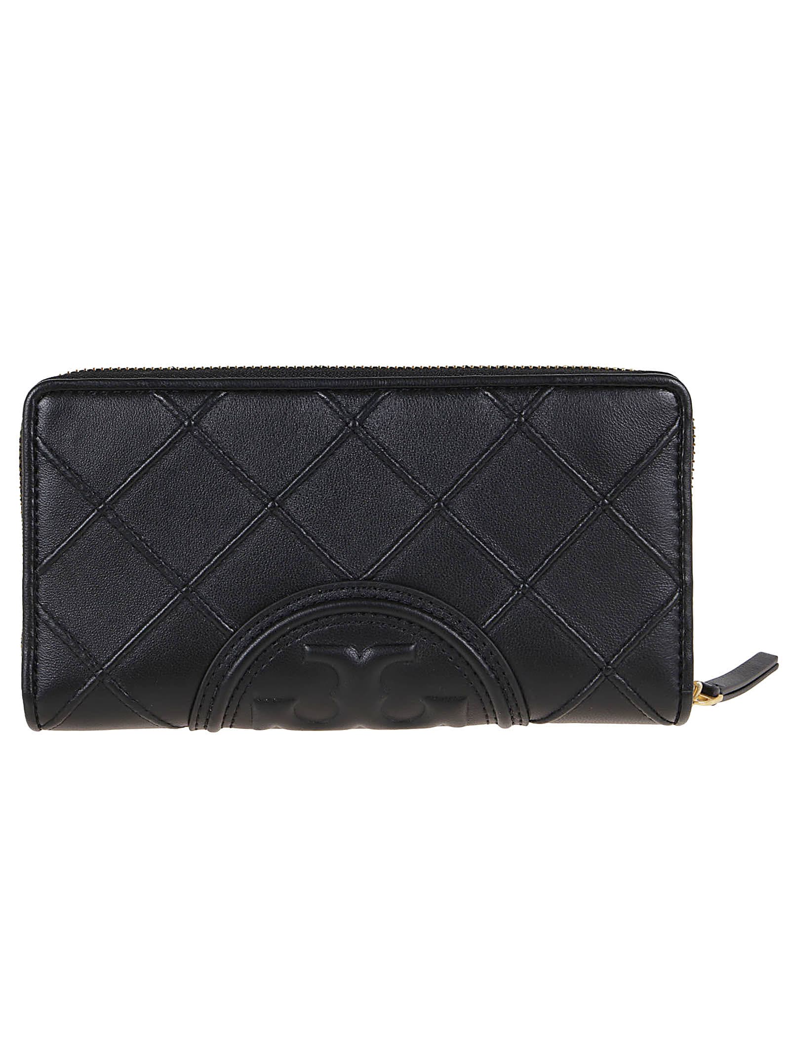 Shop Tory Burch Fleming Soft Zip Continental Wallet In Black