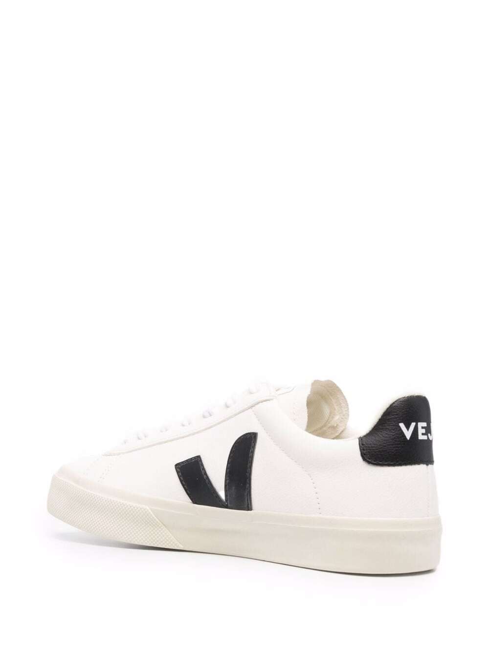 Shop Veja Womans Campo White And Black Vegan Leather Sneakers In Extra White Black