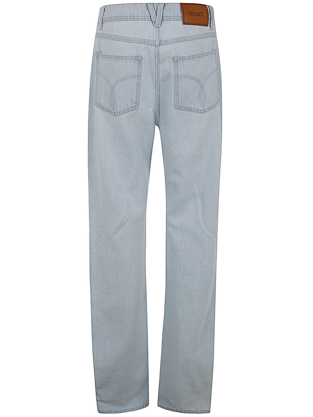 Shop Versace Stone Wash And Bleach Treatments Denim In Light Blue Ice