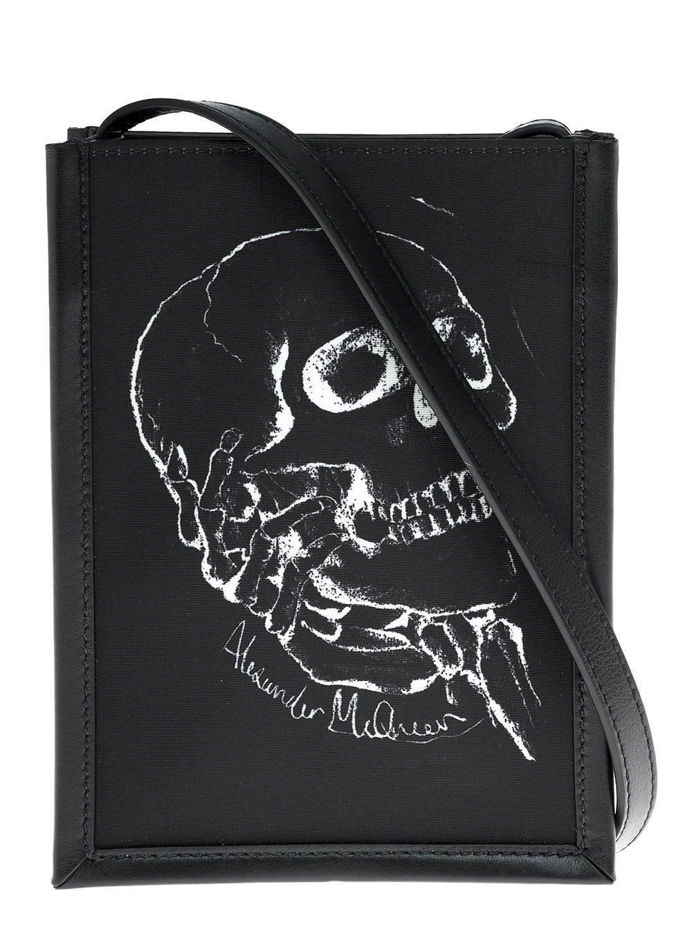 Alexander McQueen Skull Black Leather Crossbody Bag