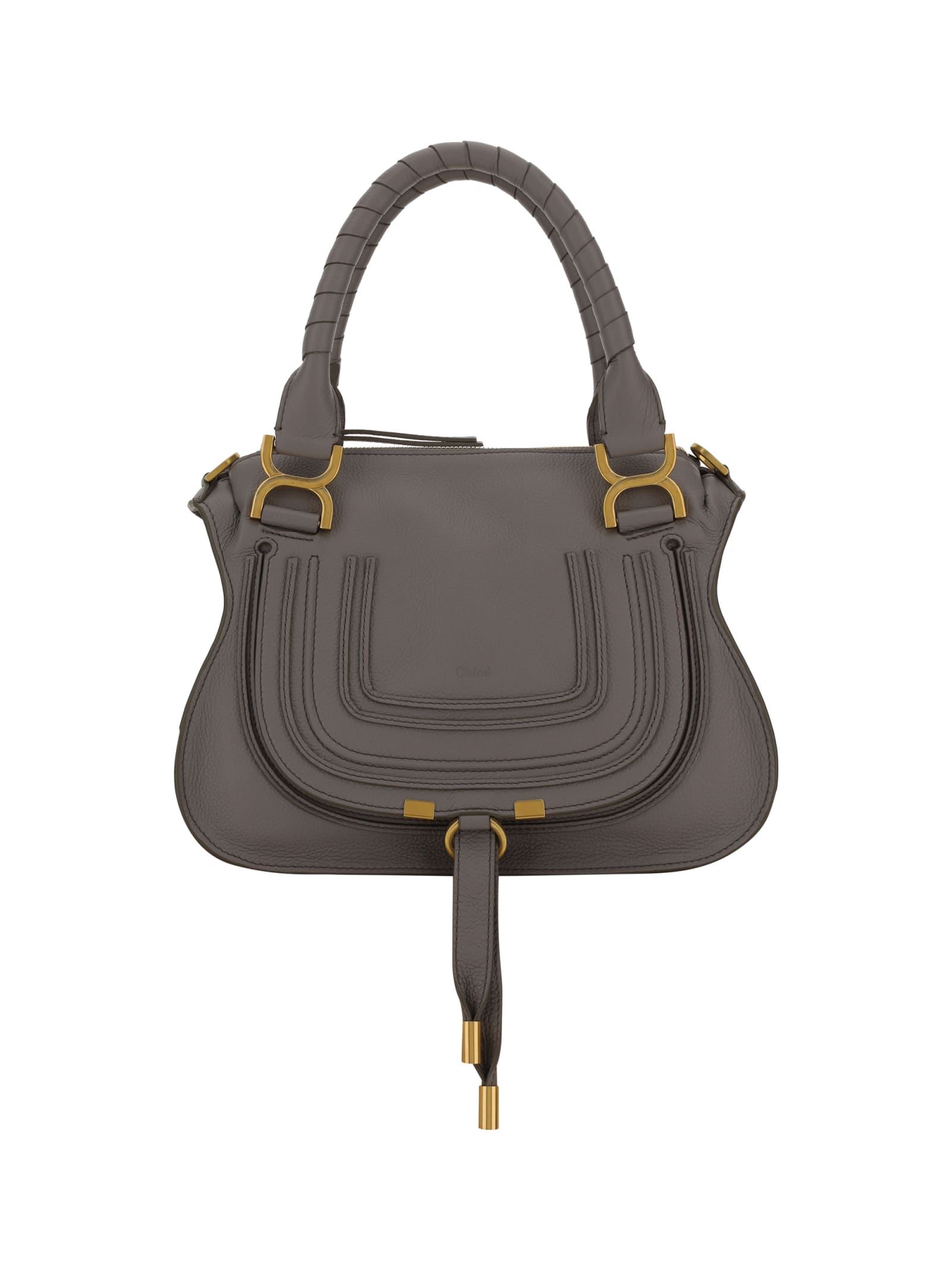 Shop Chloé Marcie Handbag In Cashmere Grey