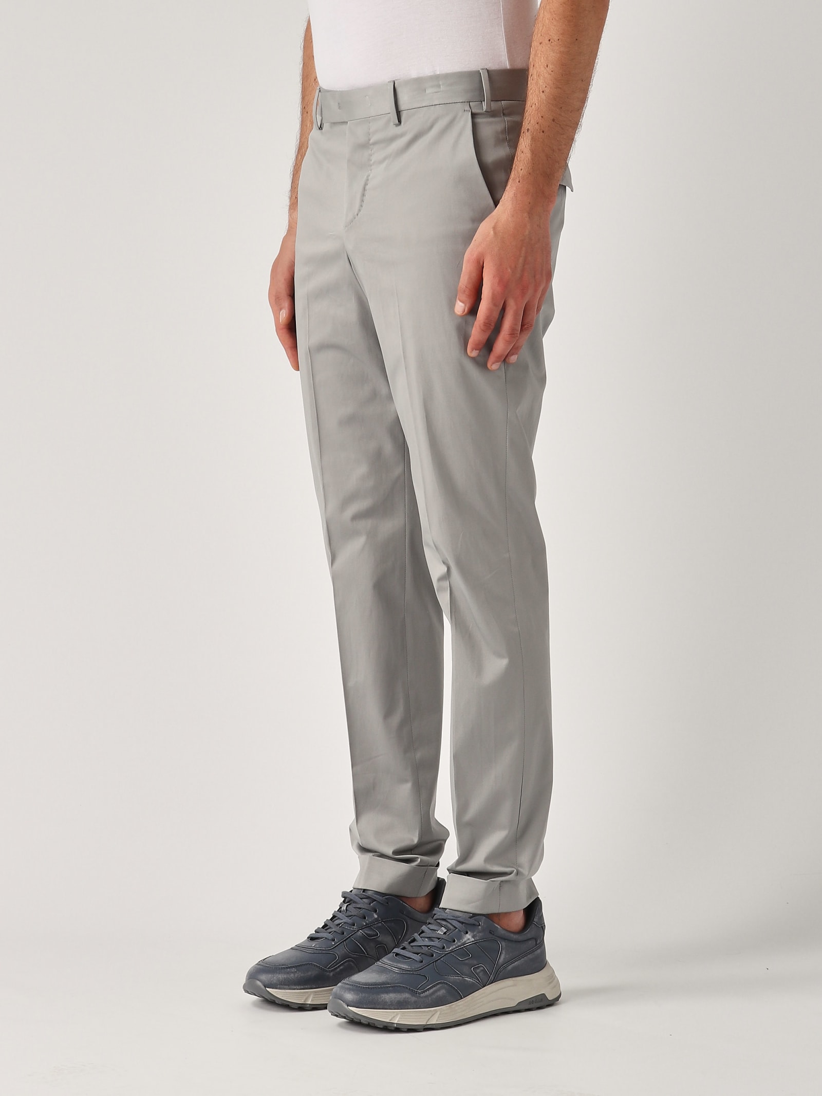 Shop Pt01 Pantalone Uomo Trousers In Grigio Perla