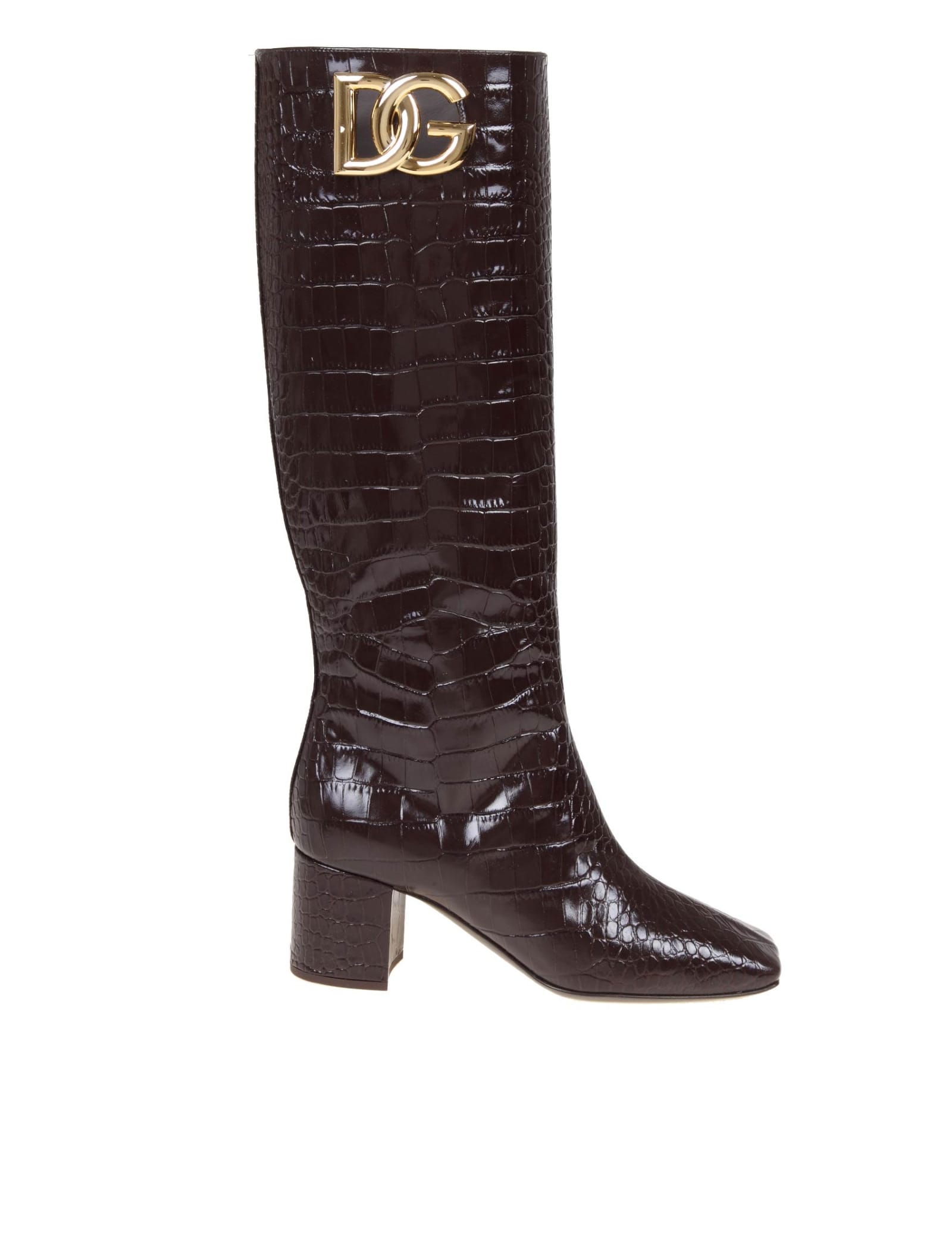 Dg Logo Leather Boots