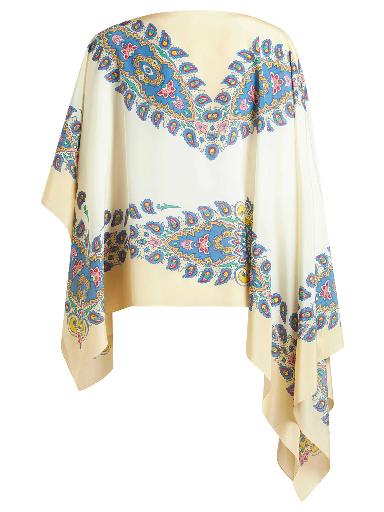 Etro Paisley-print Silk Asymmetric Poncho In White