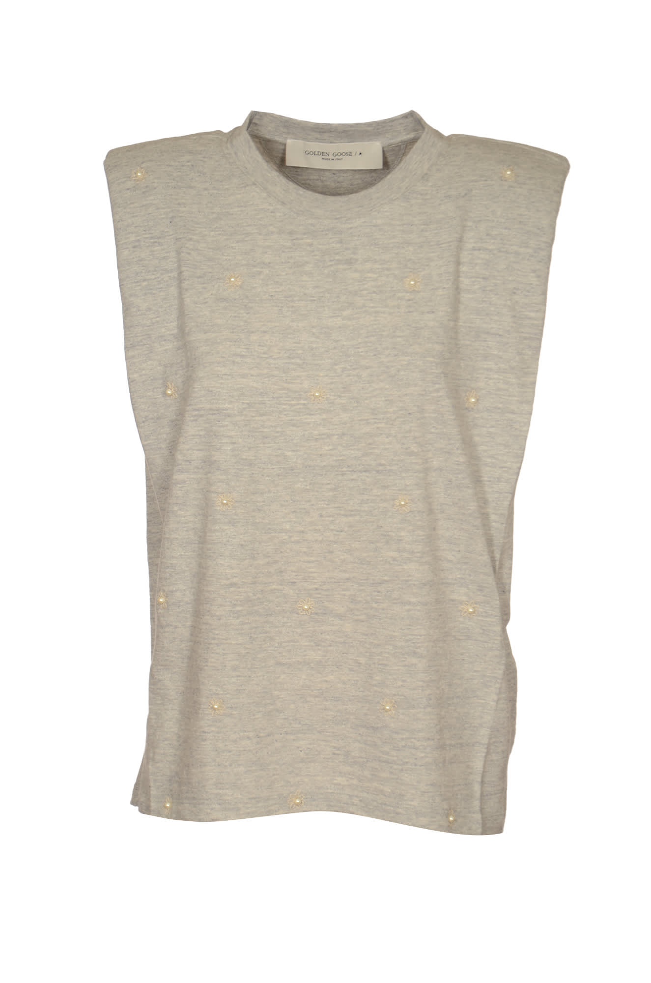 Golden Goose Israel Sleeveless T-shirt In Melange Grey
