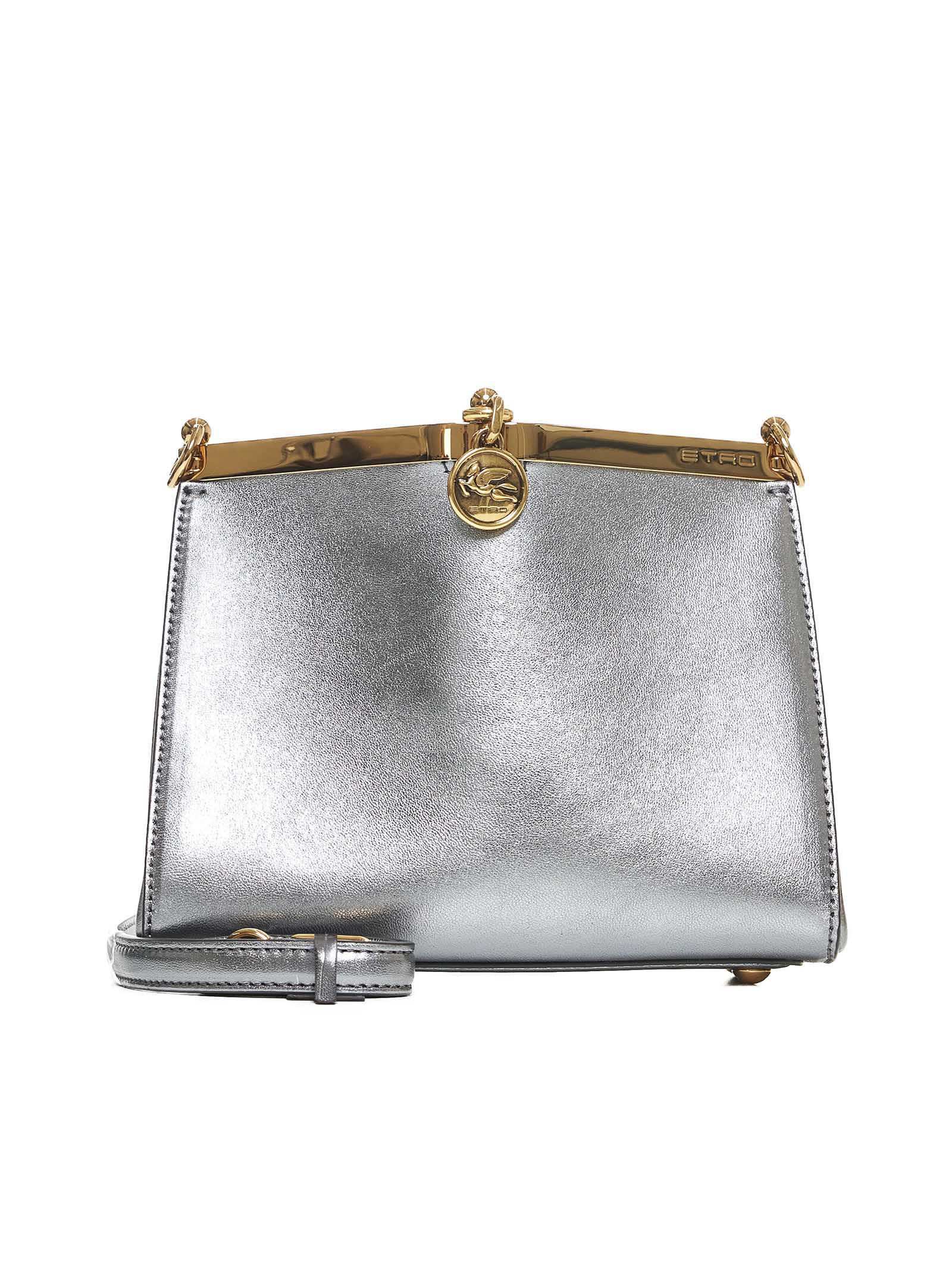 Shop Etro Shoulder Bag In Argento