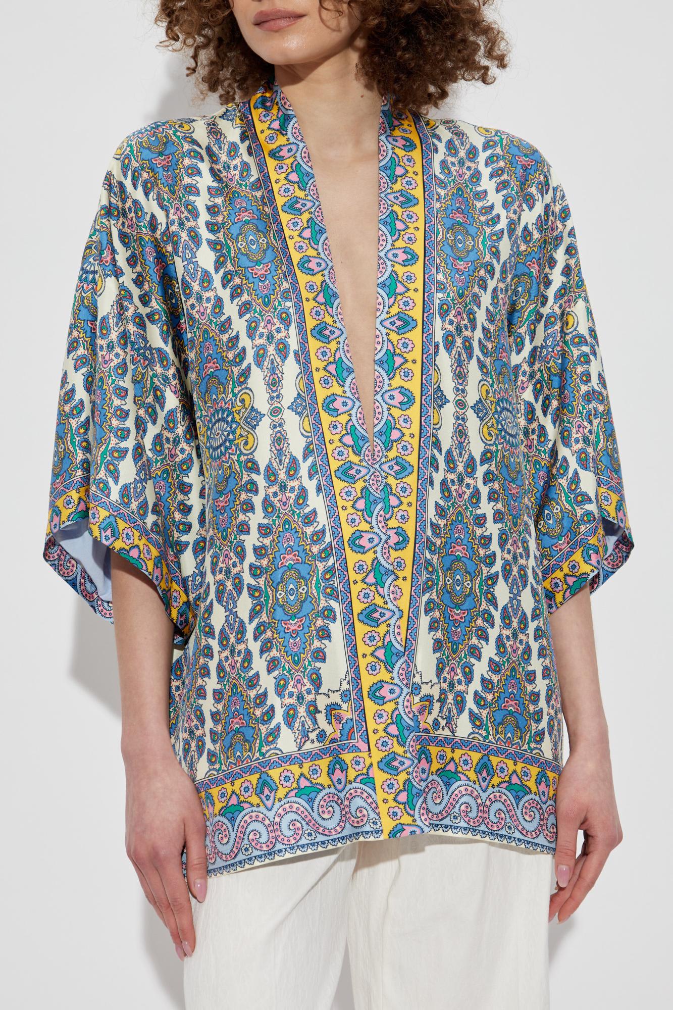 Etro Paisley Print Casual Kimono Top In Multicolor