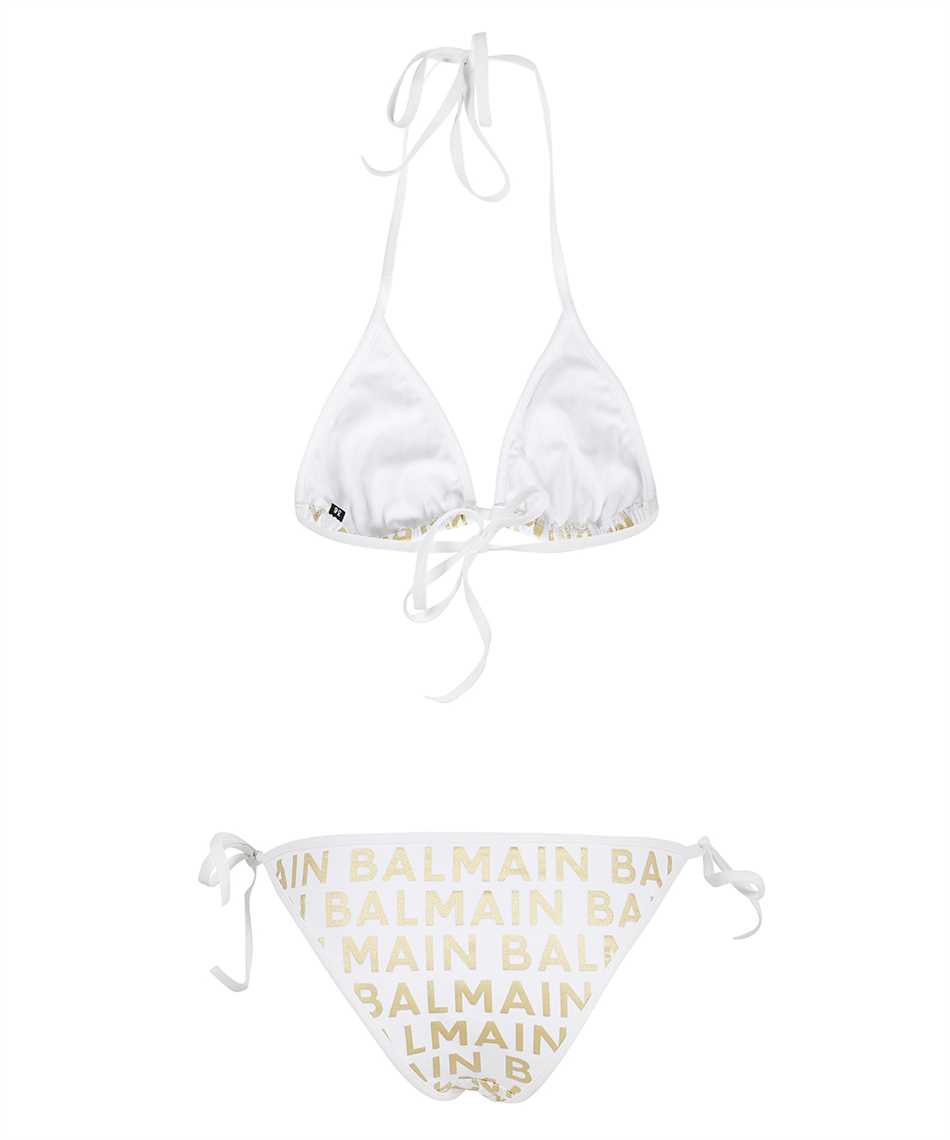 Shop Balmain Triangle Bra Bikini In White