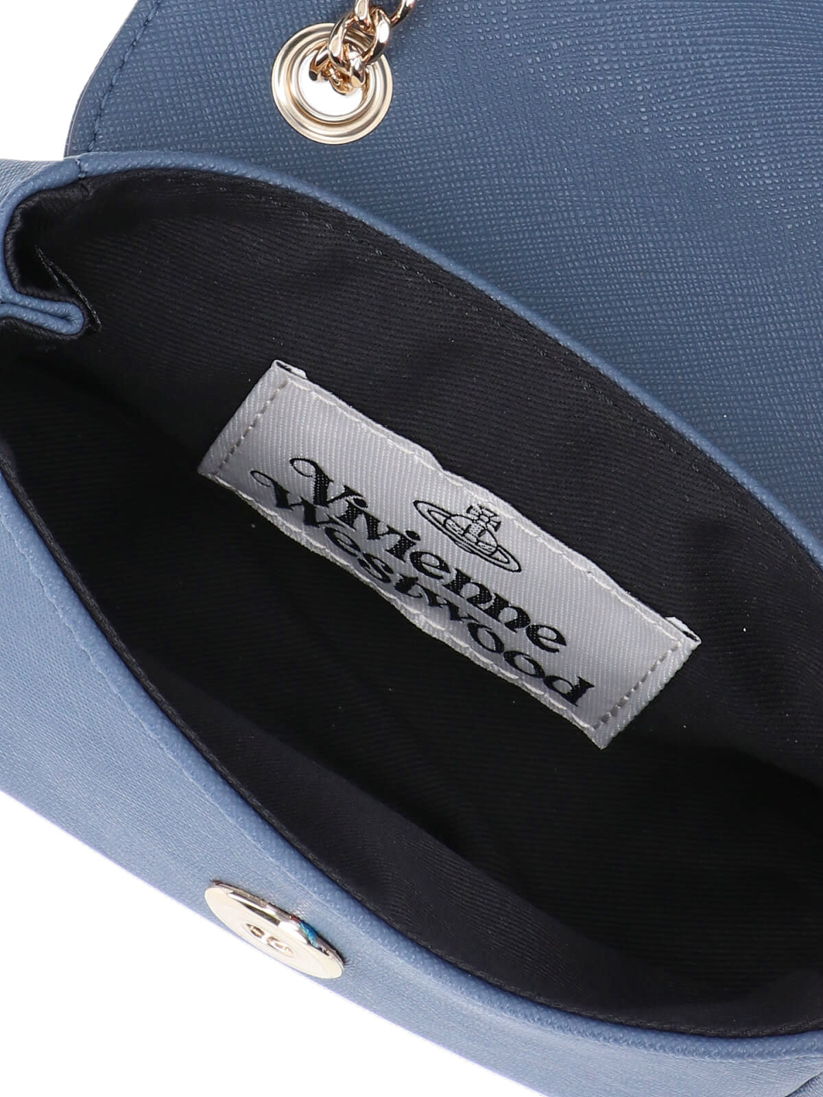 Vivienne Westwood Orb Plaque Foldover Top Shoulder Bag In Blue