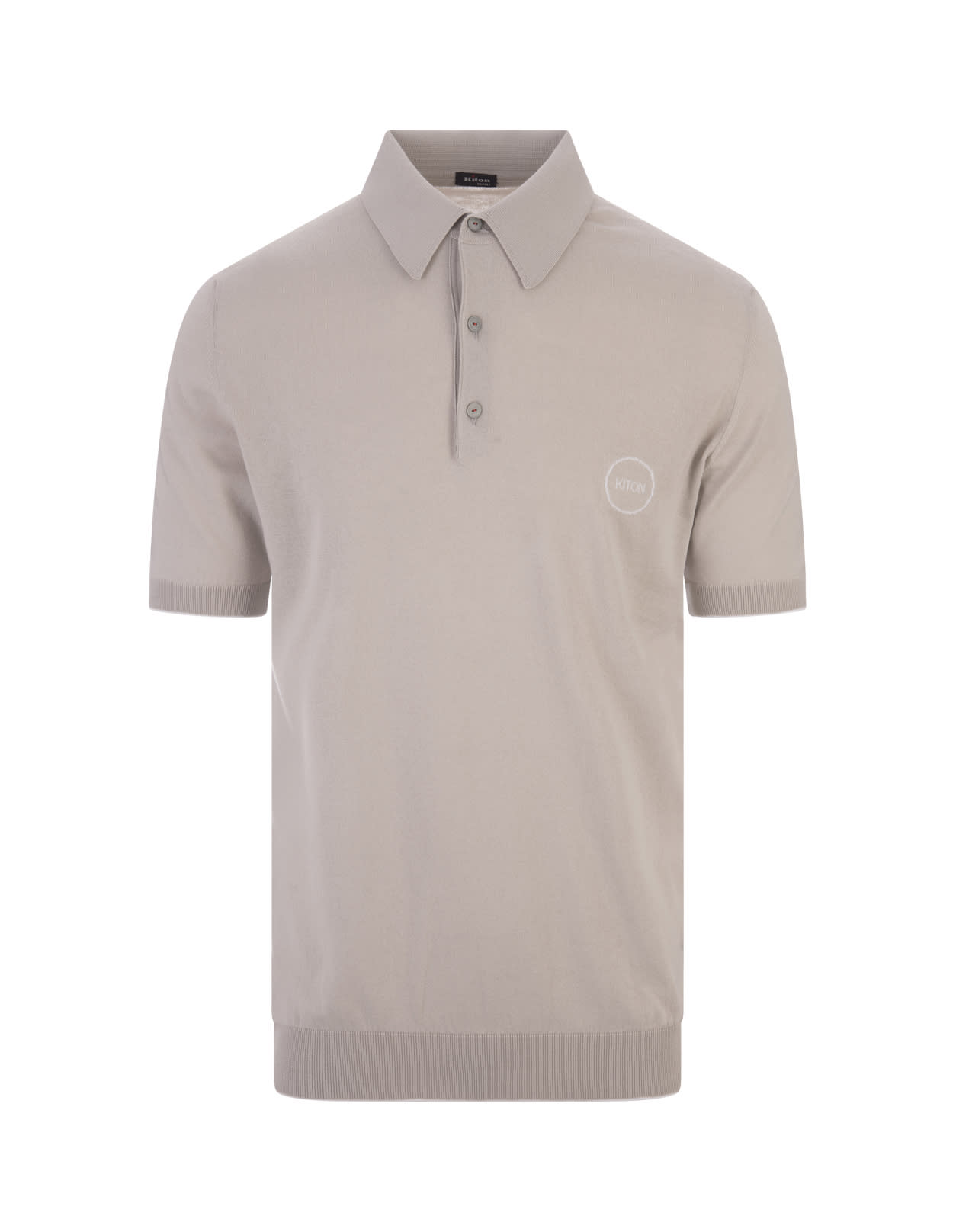 Taupe Knitted Polo With Logo