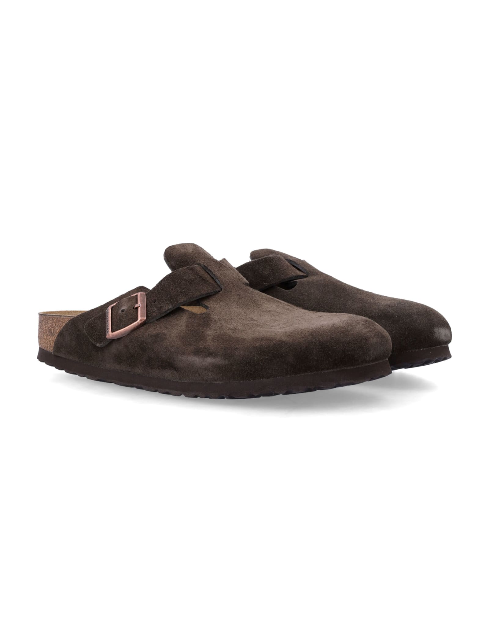 Shop Birkenstock Boston Suede Clogs In Mocha