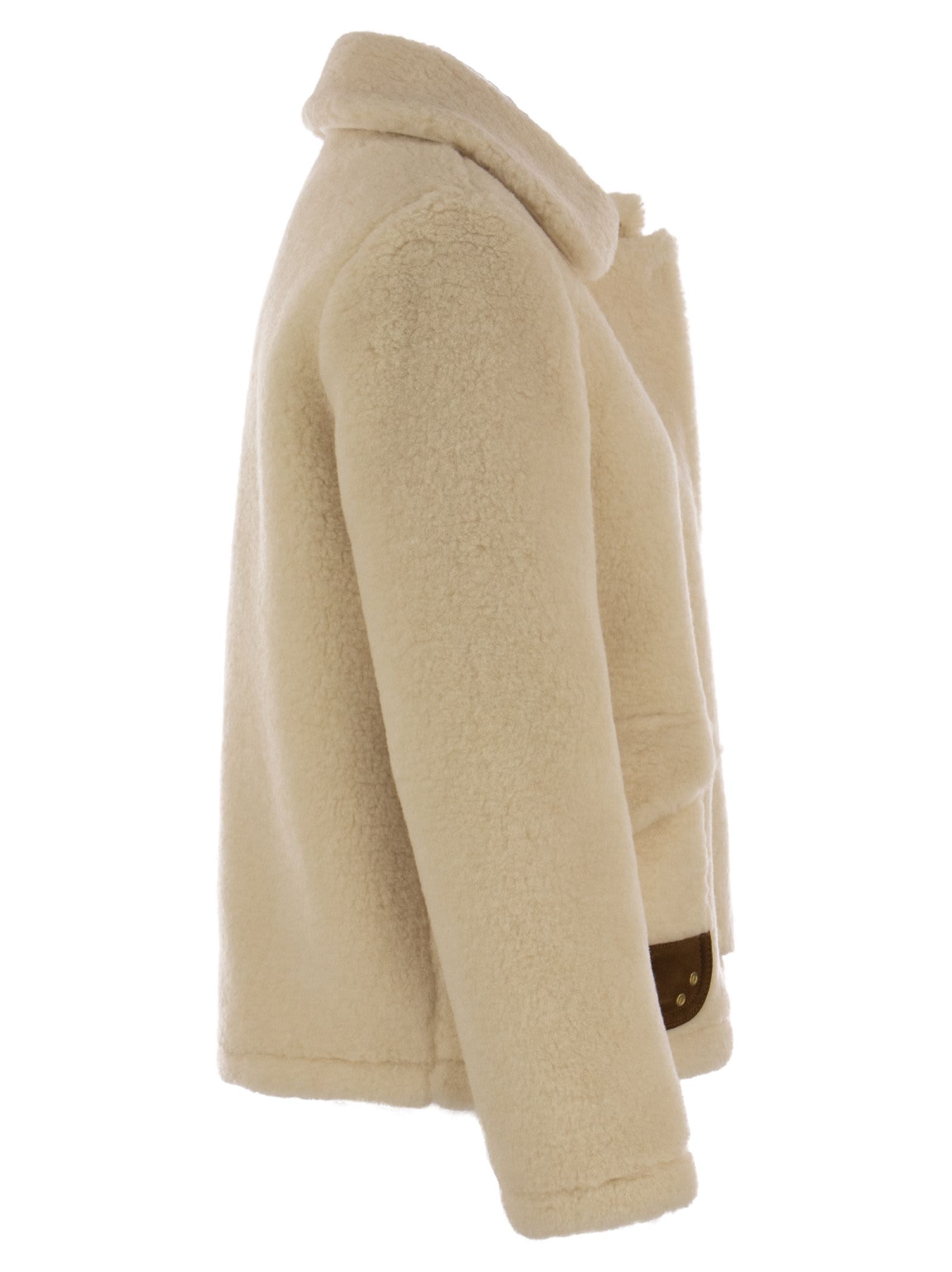 Shop Fay 3-hook Fleece Jacket In Cream