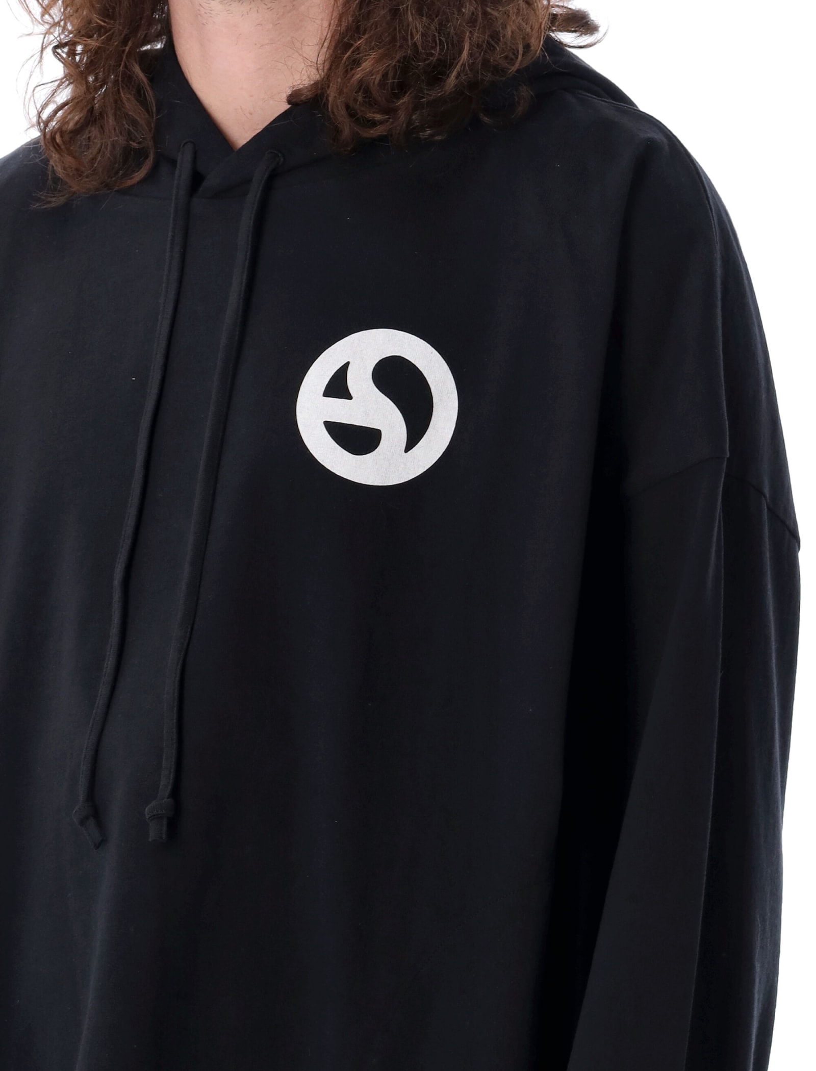 Shop Acne Studios Logo Hoodie In Black