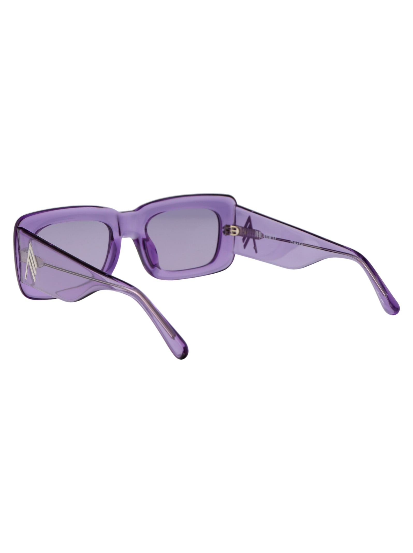Shop Attico Marfa Sunglasses In 25 Purple Silver Purple