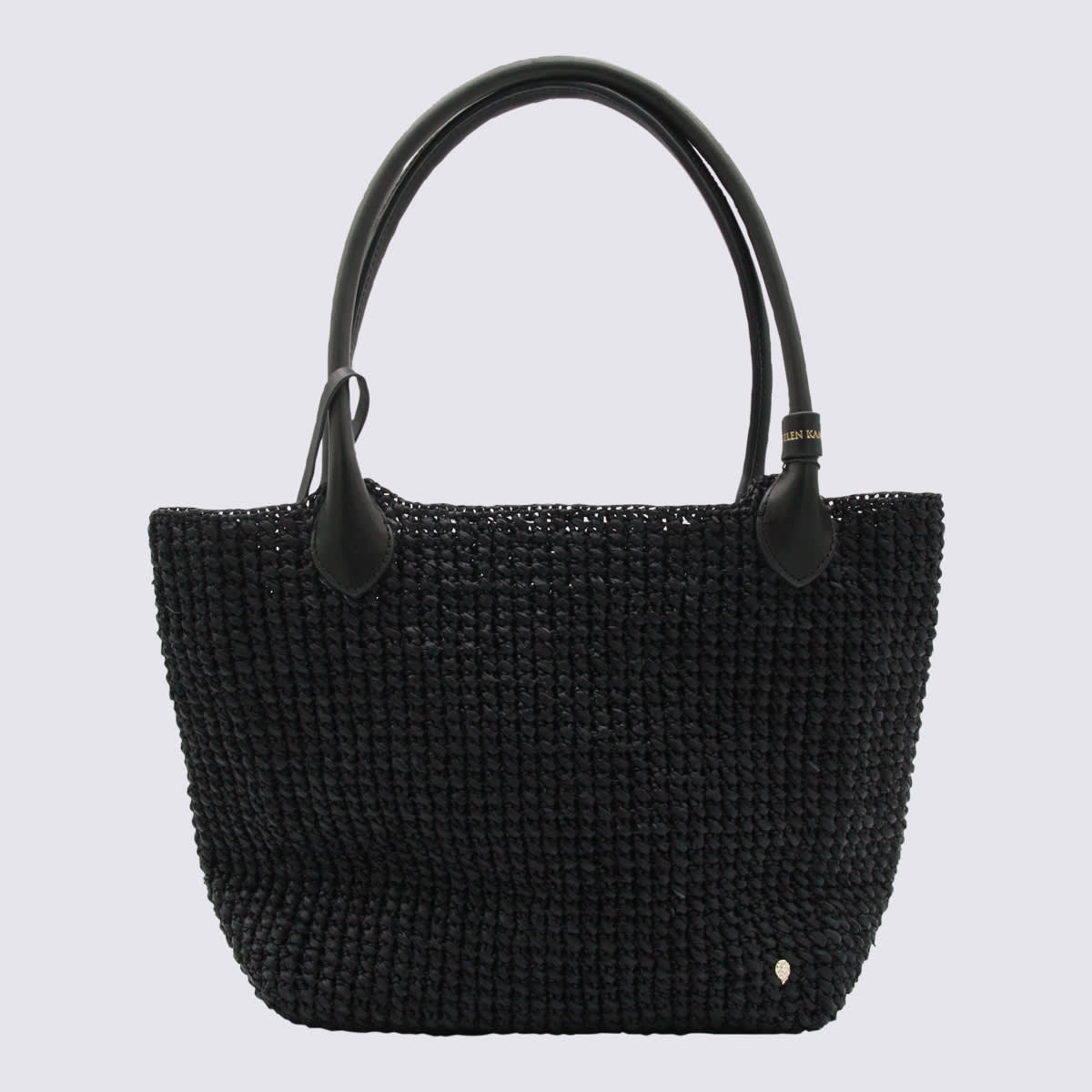 Helen Kaminski Black Raffia Top Handle Bag In Multi