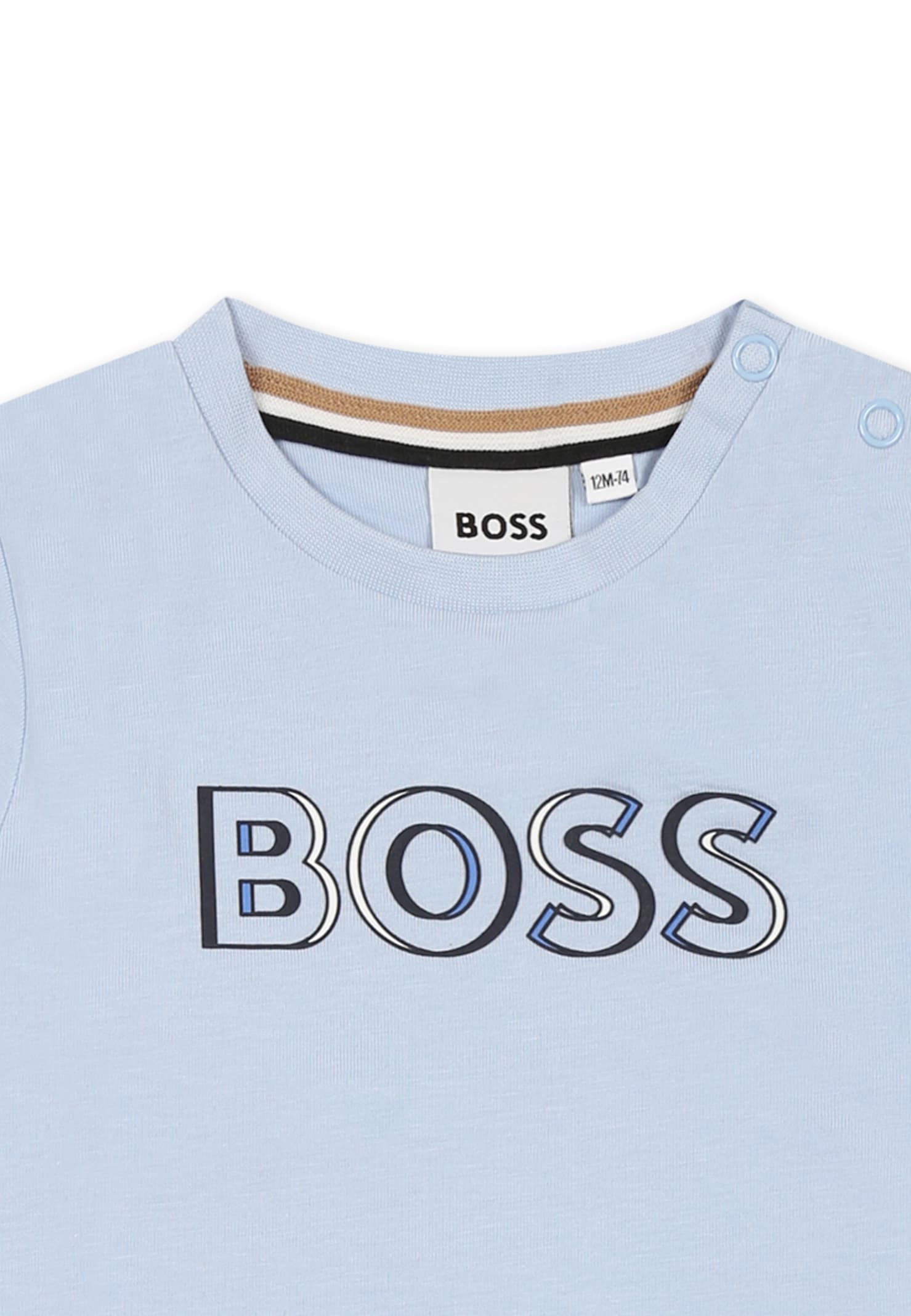 Hugo Boss Light Blue T-shirt For Baby Boy With Logo In Light Blue