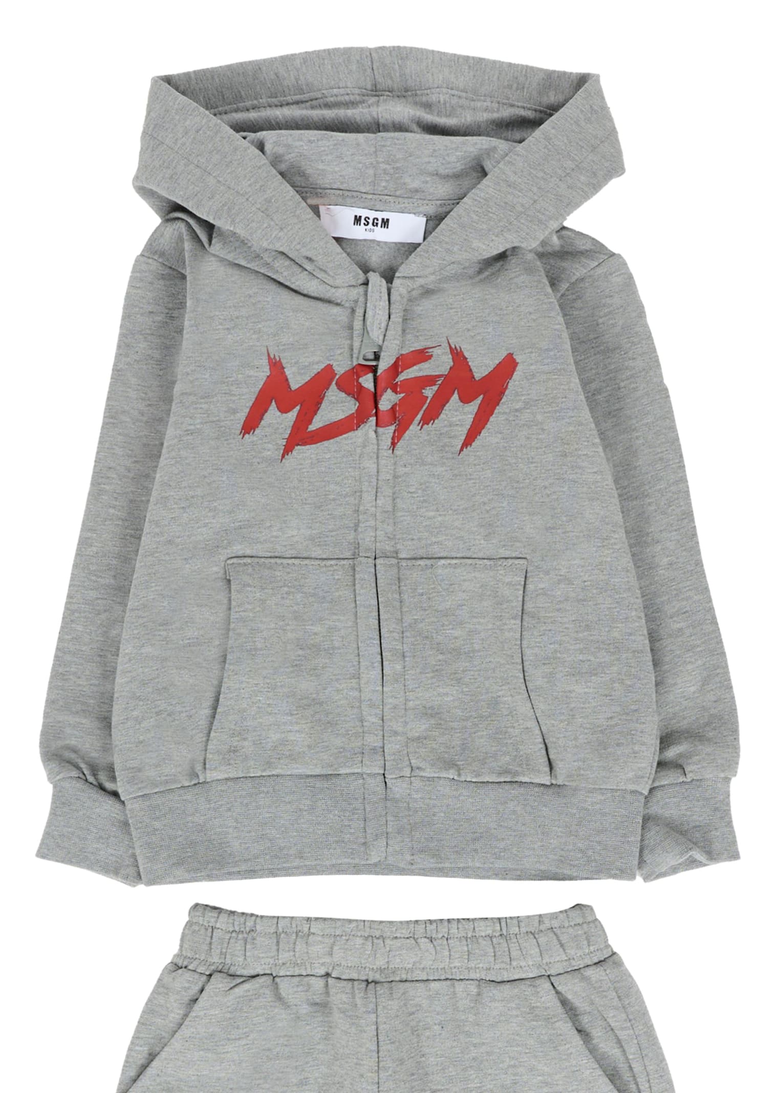 Msgm Grey Suit For Baby Boy With Logo In Gray