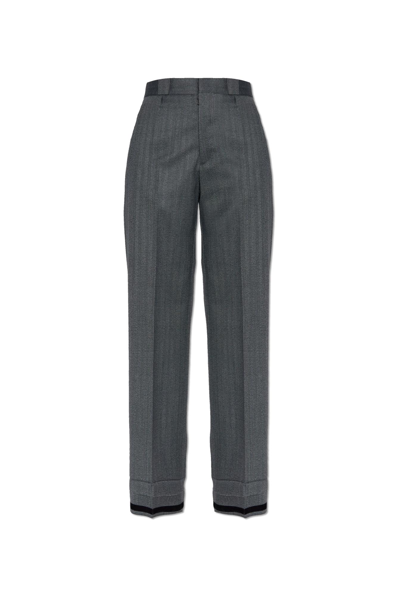 Maison Margiela Trousers With Wool Trim In Gray