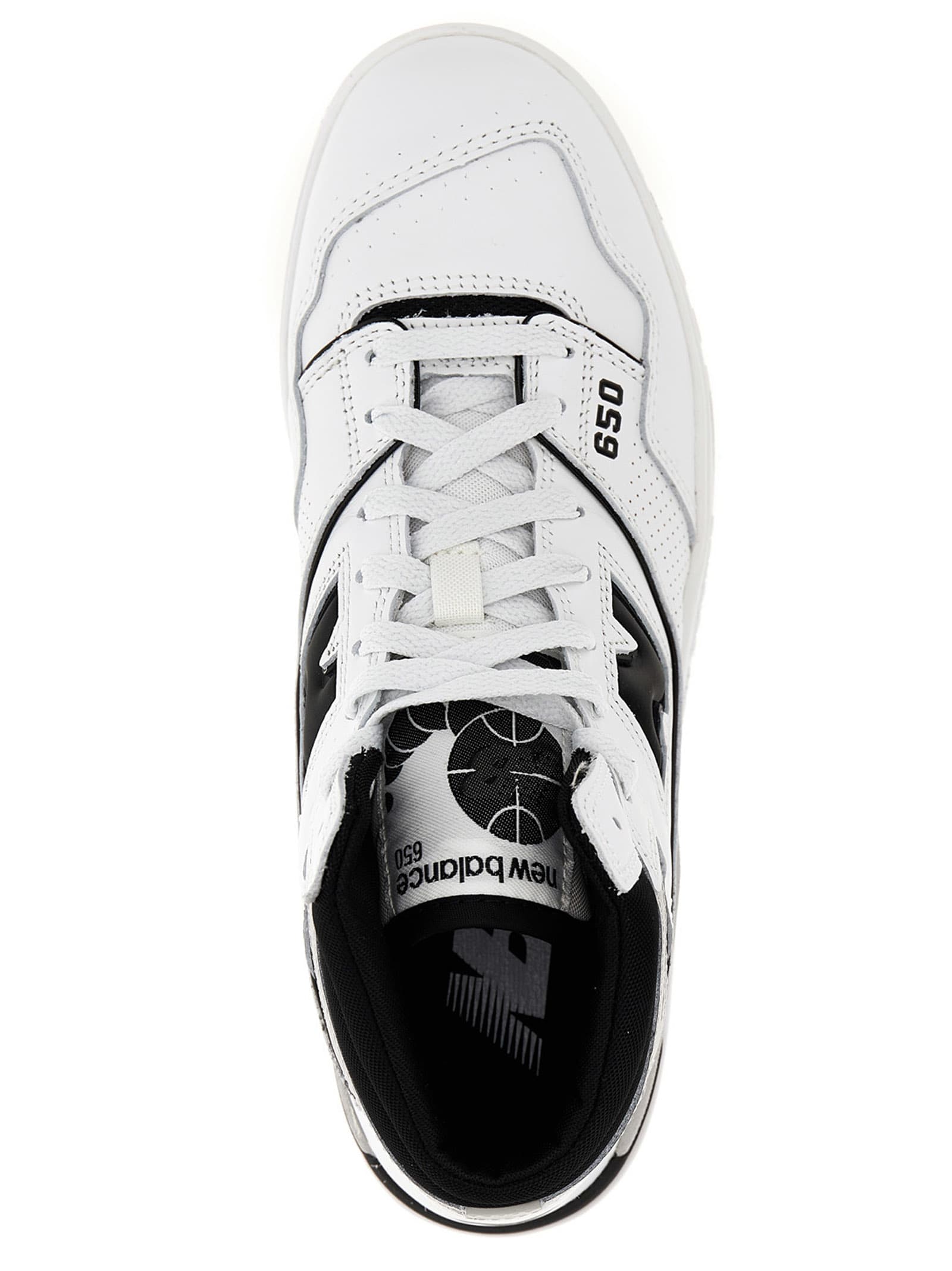 New Balance High-top Sneakers With Perforated Rubber Sole In White/black
