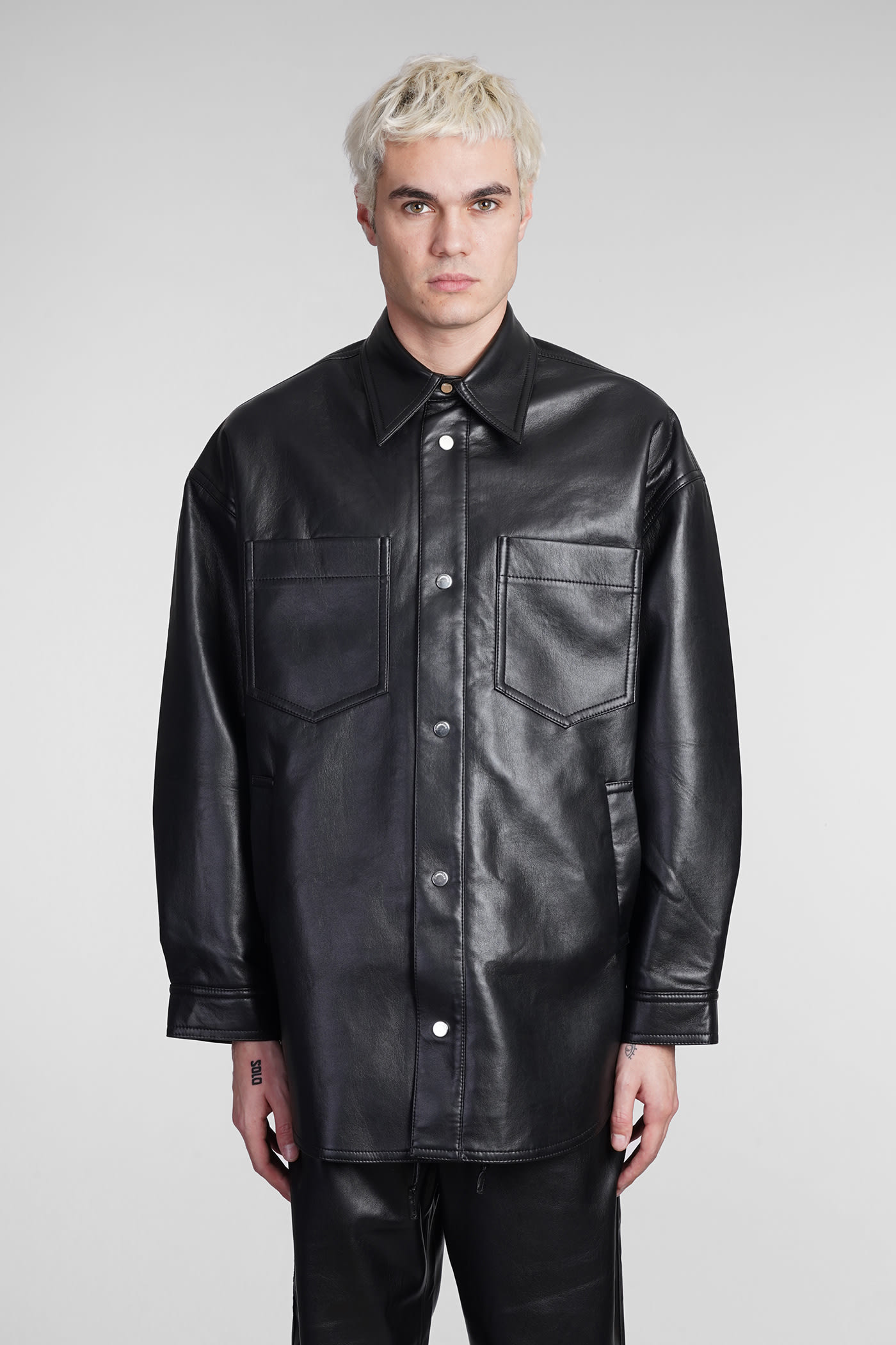 Nanushka Martin Casual Jacket In Black Synthetic Leather