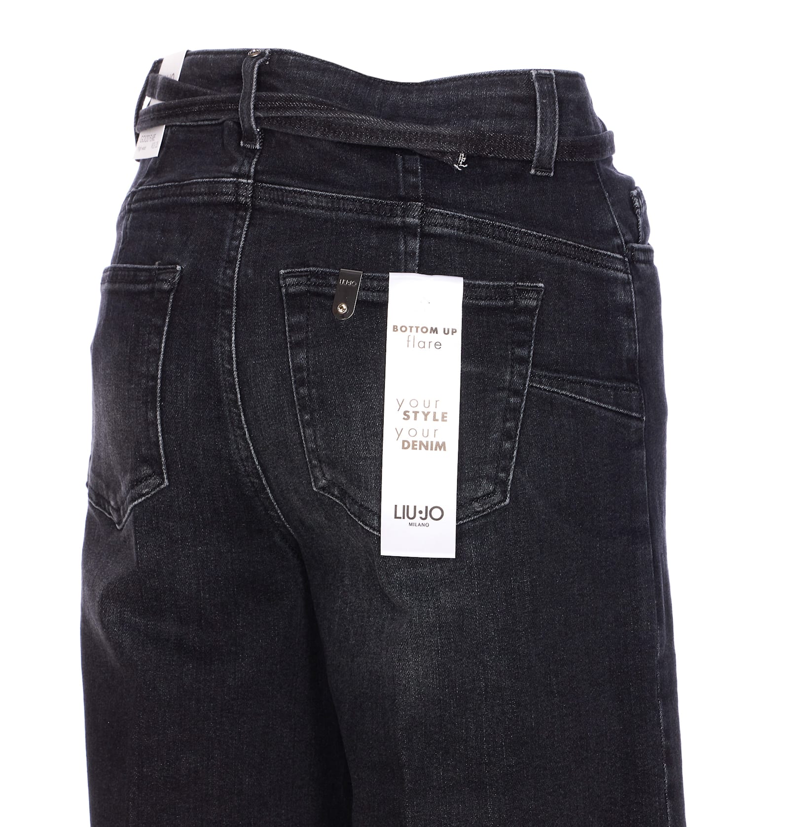 Liu •jo High Waist Straight Fit Trousers With Flare In Black
