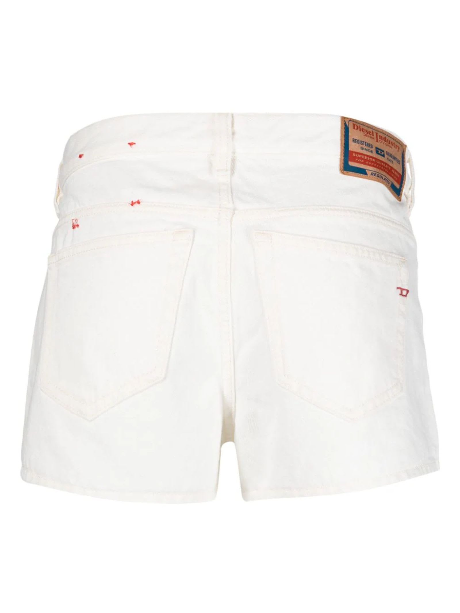 Shop Diesel White Cotton De-yuba Denim Shorts