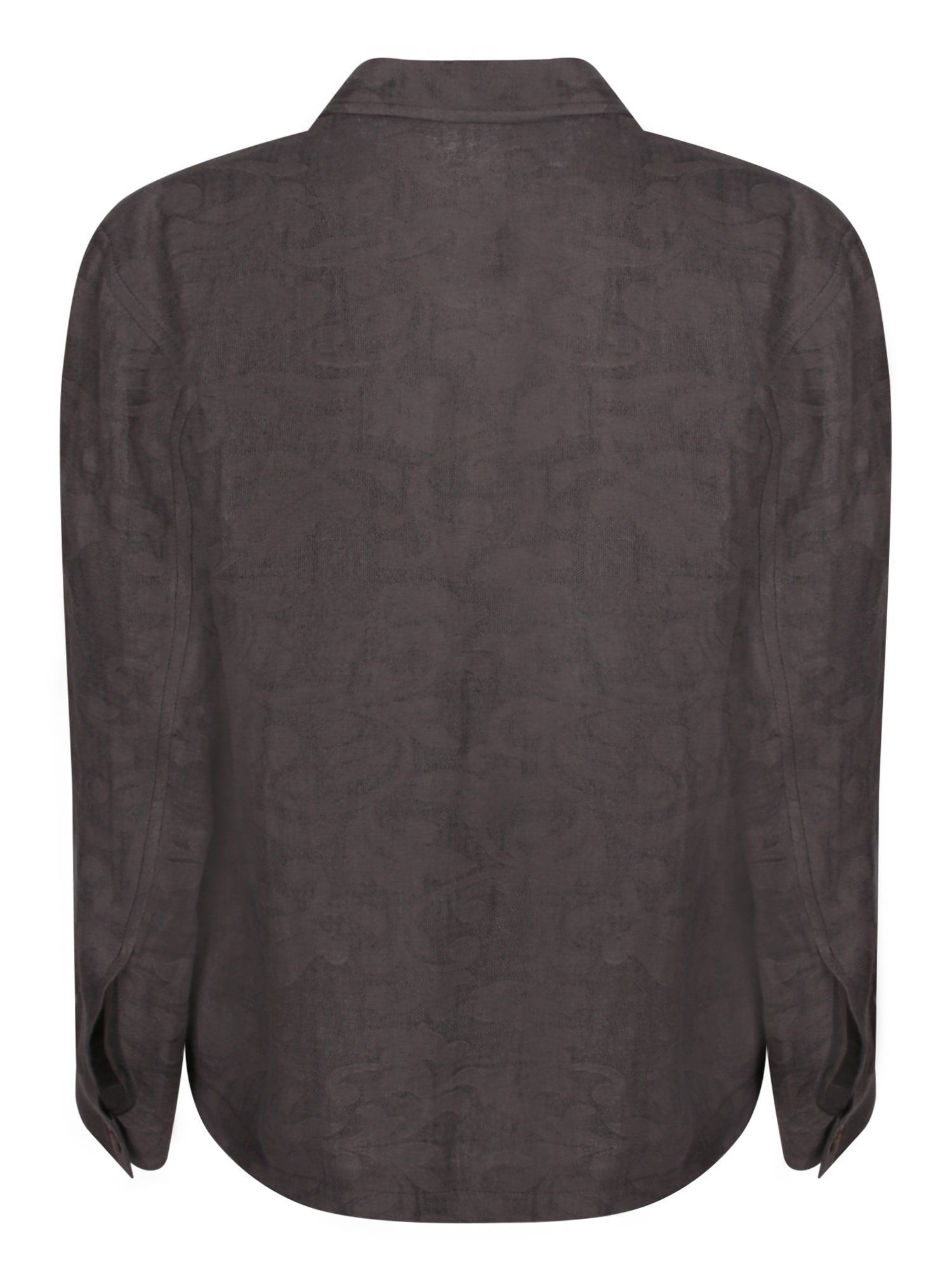 Tagliatore Brown Jacquard Overshirt With Button Closure In Brown