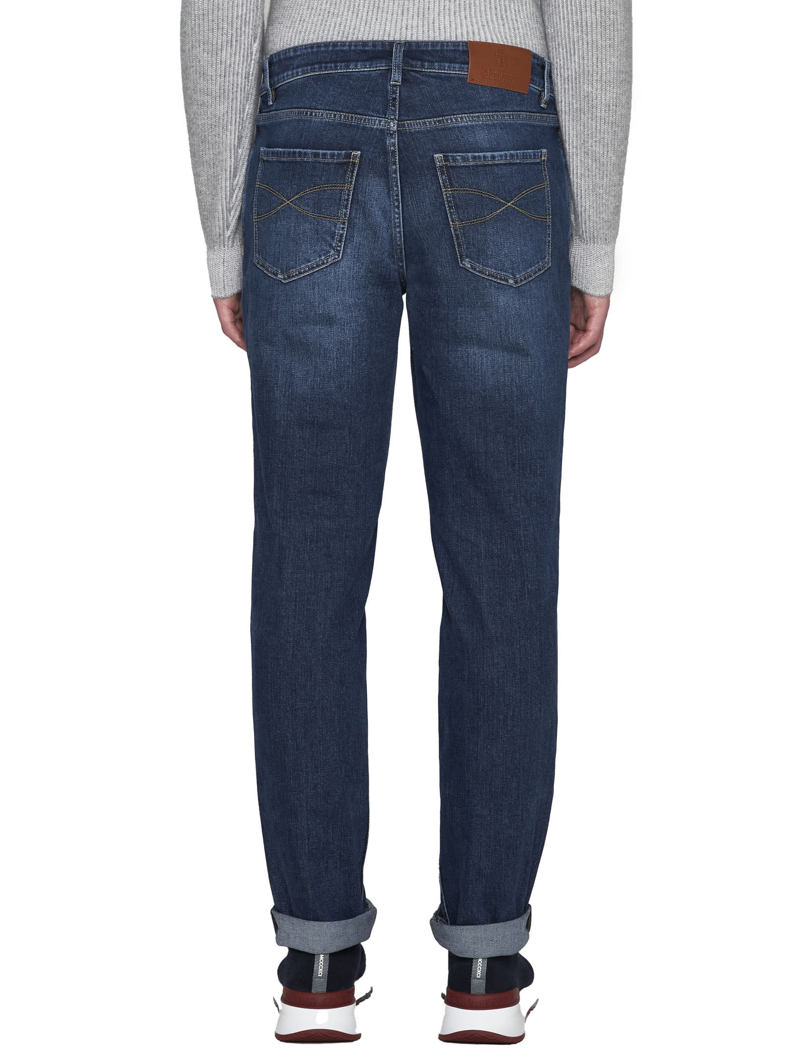 Brunello Cucinelli Five Pocket Leisure Fit Trousers In Lightweight Denim In Dark Denim