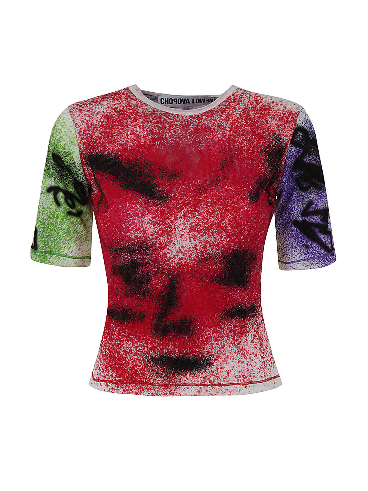 Chopova Lowena Multicolor Spray Devil T-shirt In Red Multi