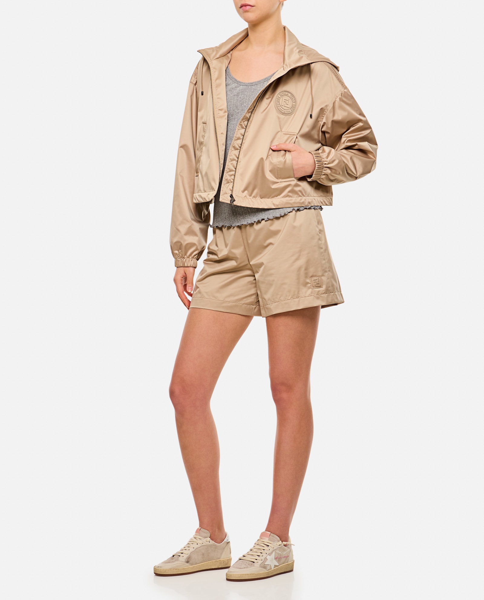 FENDI CAPPUCCINO POLYESTER WINDBREAKER