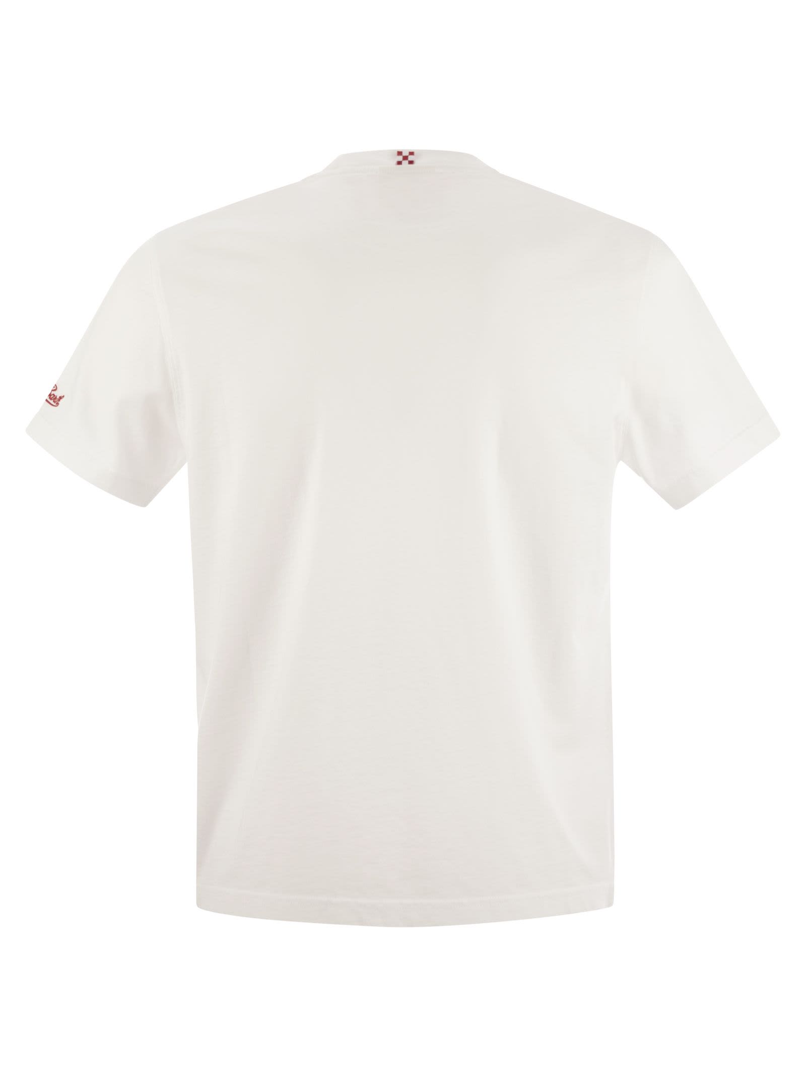 Mc2 Saint Barth Portofino T Shirt With Chest Embroidery In White