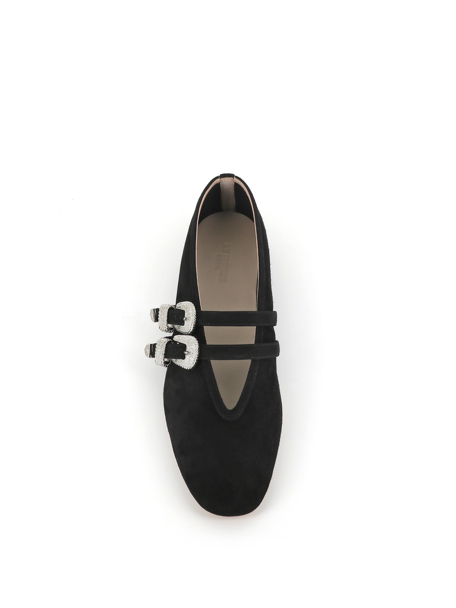 Le Monde Beryl Womens Black Claudia Double-strap Suede Ballet Courts In Black