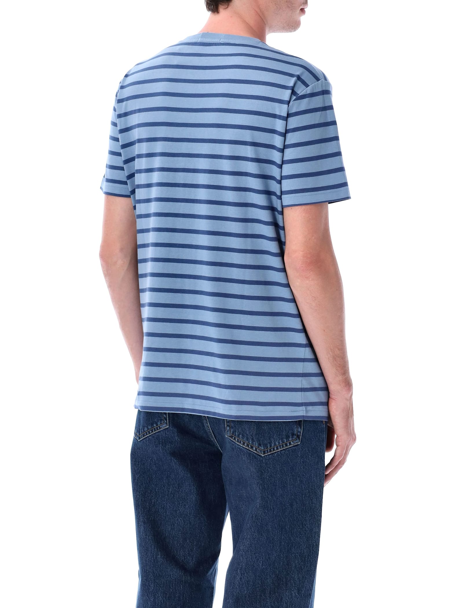Polo Ralph Lauren Custom Slim Fit Striped Jersey T-shirt In Blue