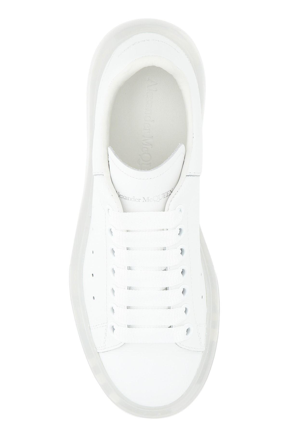 Shop Alexander Mcqueen White Leather Sneakers