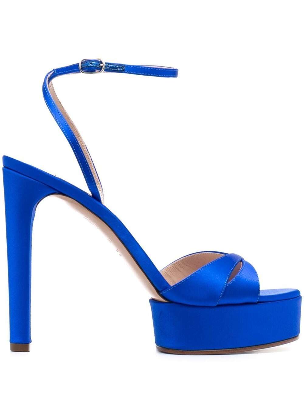 CASADEI OPHELIA ELETRIC BLUE SANDALS WITH PLATFORM WOMAN IN SATIN CASADEI