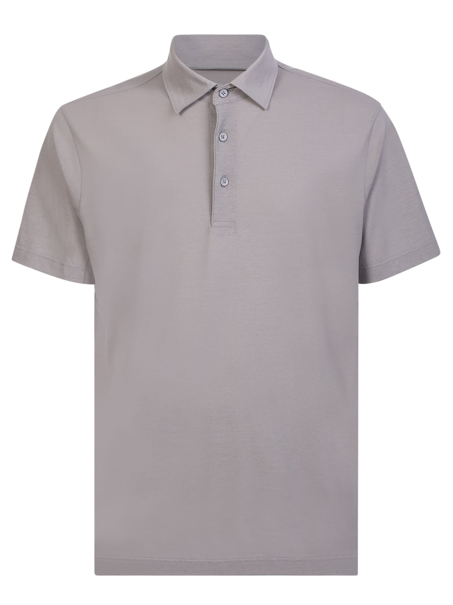 Shop Herno Short-sleeved Grey Polo Shirt