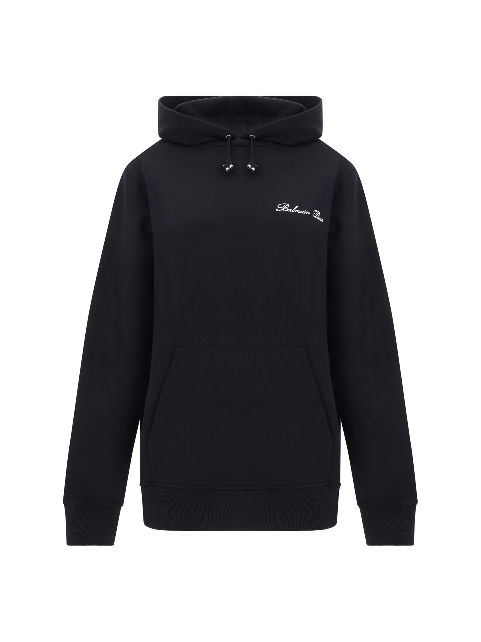 Shop Balmain Hoodie In Eab Noir/blanc