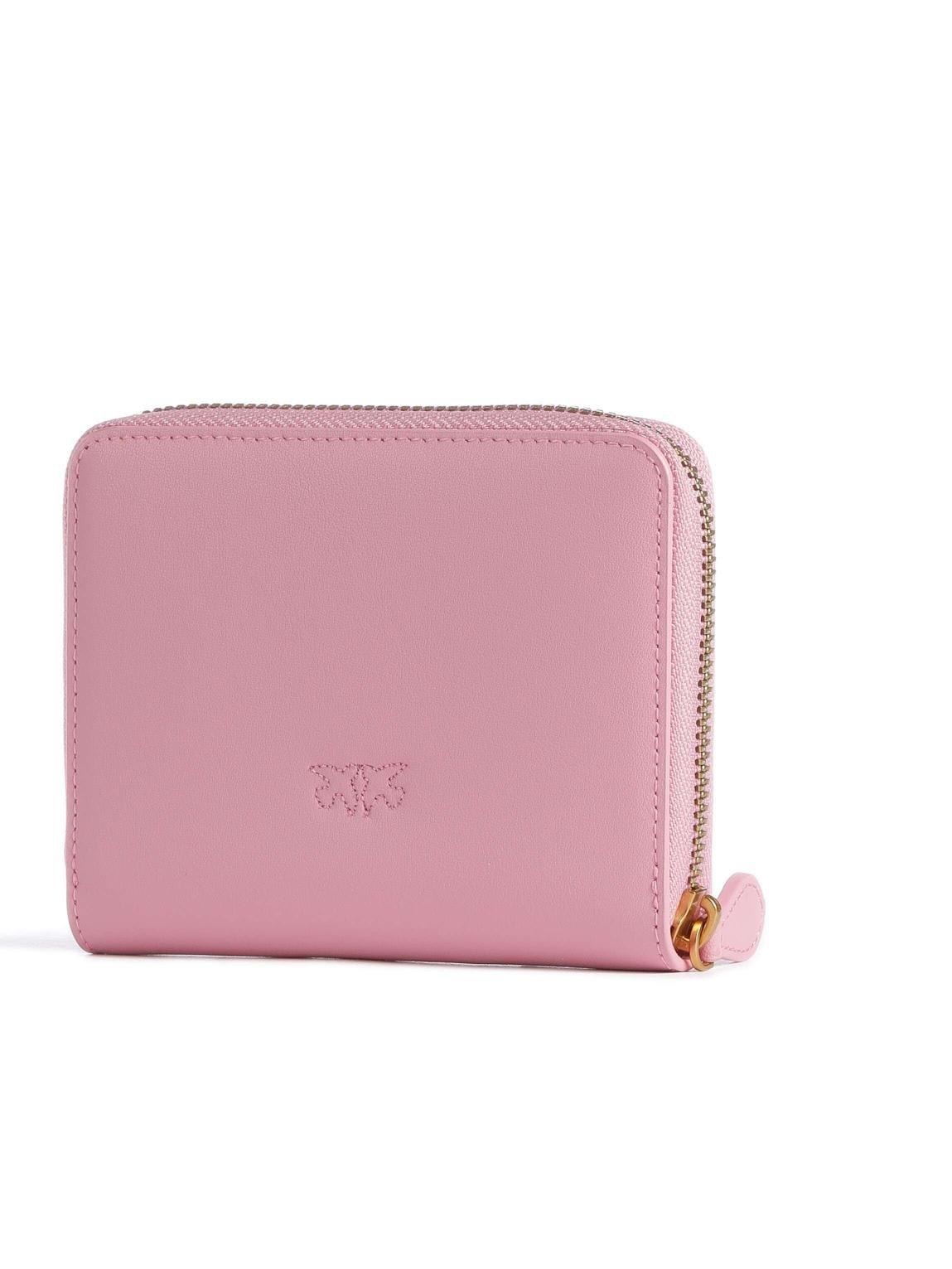 Shop Pinko Logo Plaque Zip Around Wallet In Q Pink