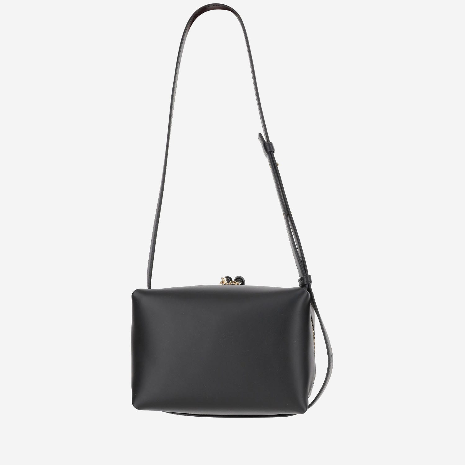 Jil Sander Leather Shoulder Bag With Logo In Black