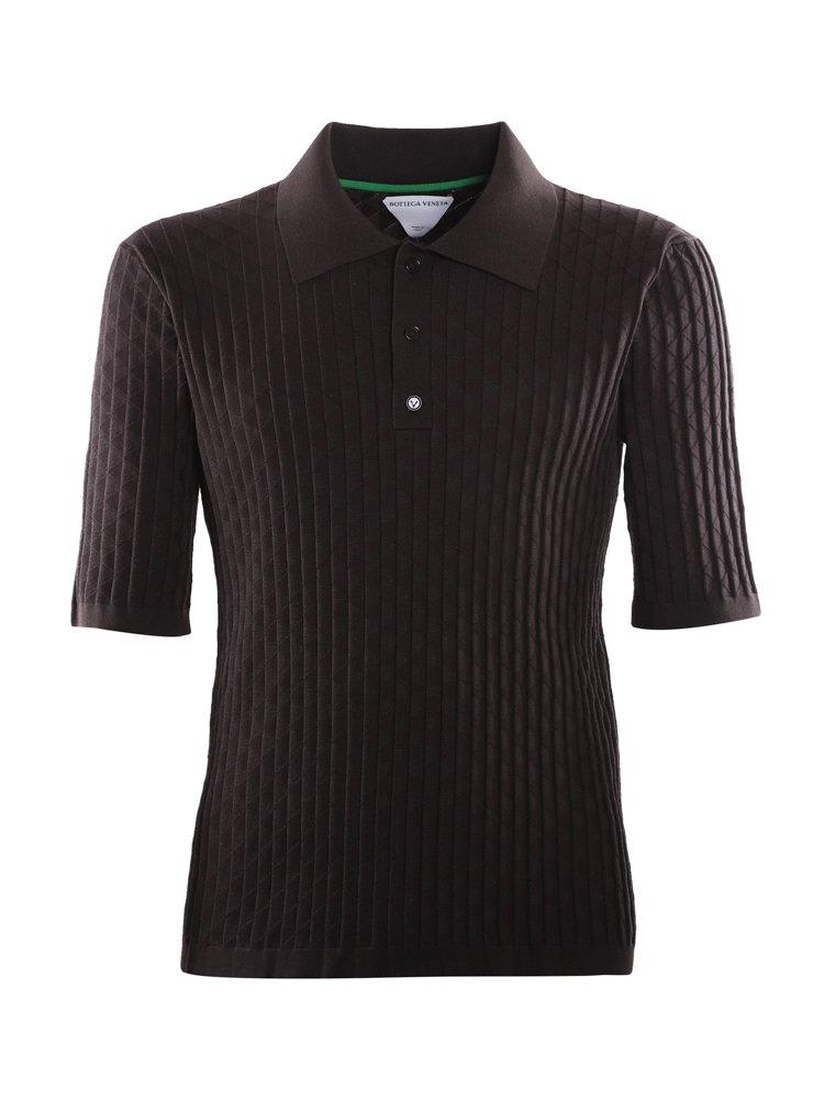 Shop Bottega Veneta Buttoned Polo Shirt In Brown