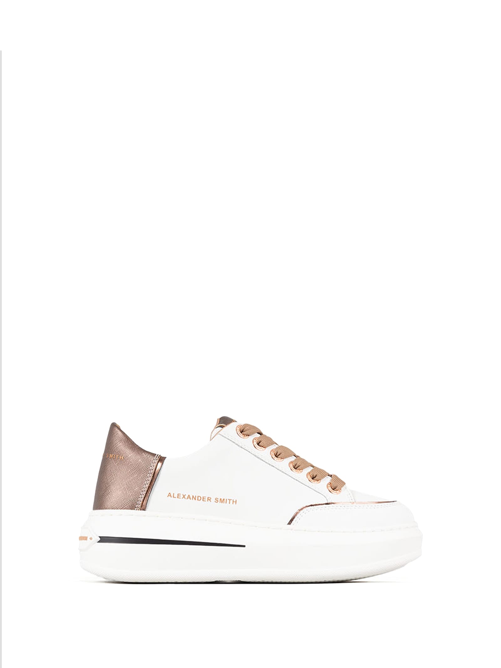 Shop Alexander Smith Lancaster Sneaker In White Bronze Leather In Bianco Bronzo