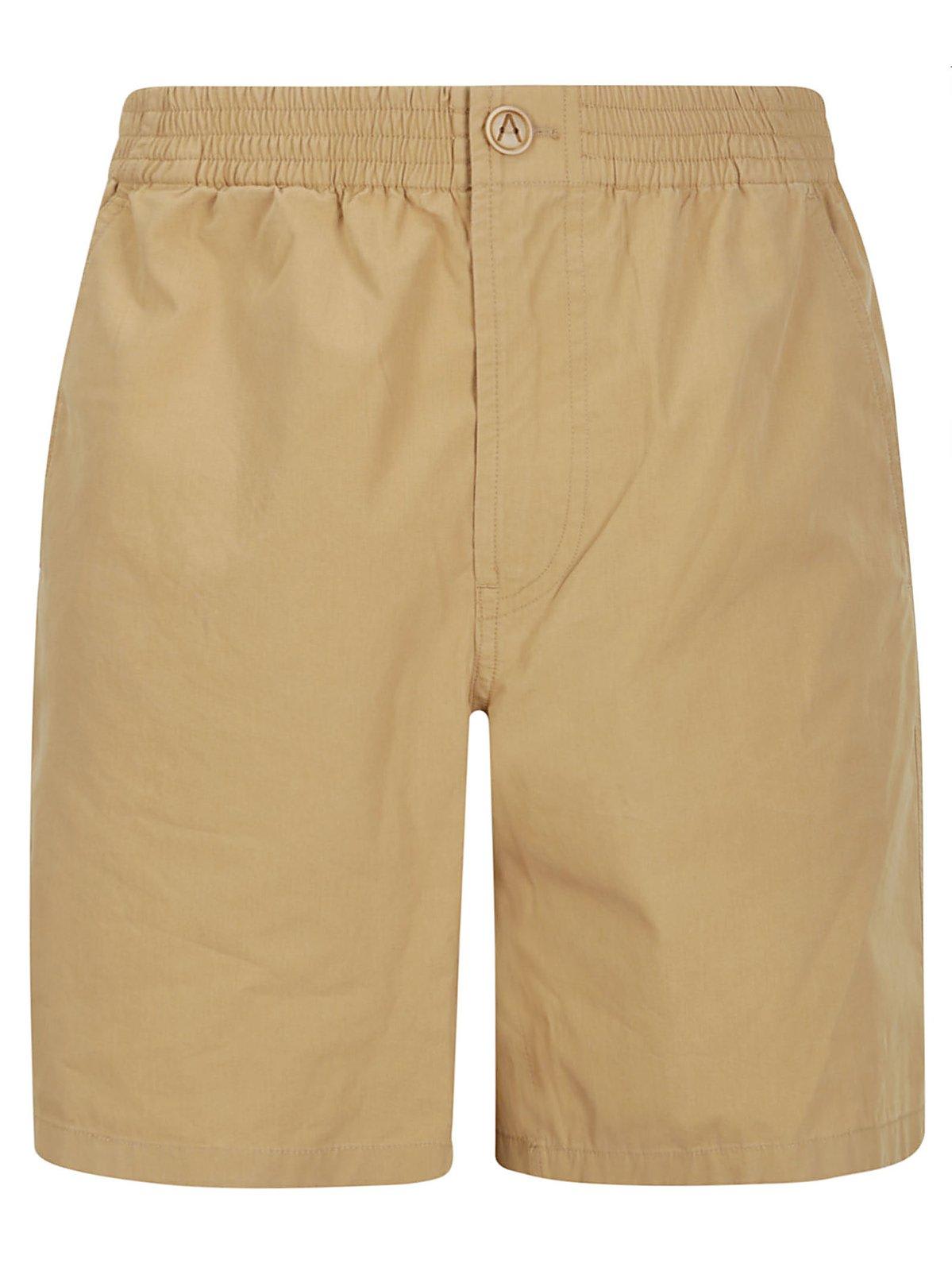 Shop Apc Button Detailed High Waist Shorts In Beige