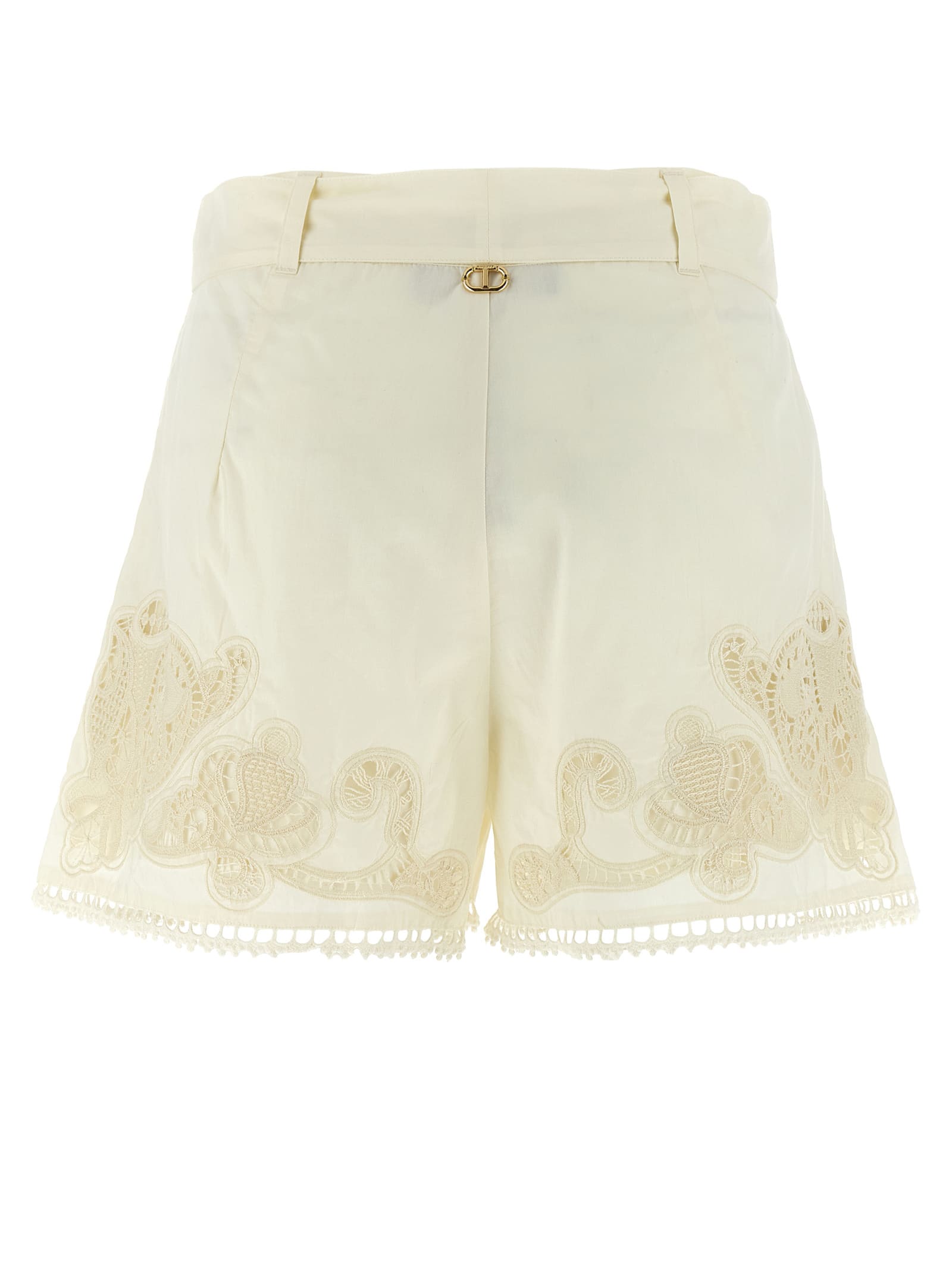 Twinset White Macram Shorts