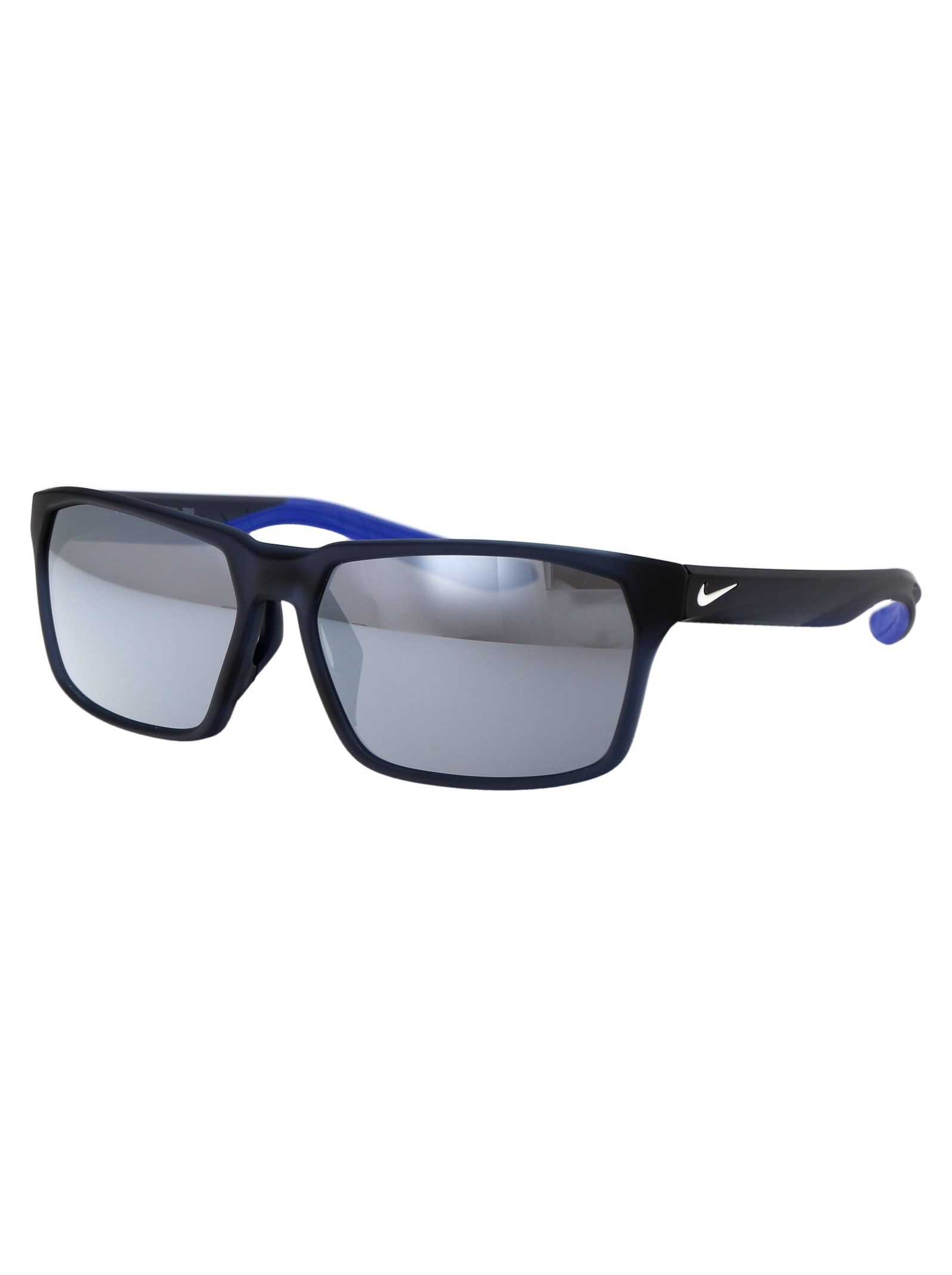 Nike Maverick Rge Rectangle-frame Sunglasses In 410 Midnight Navy/white Bleu/blanc