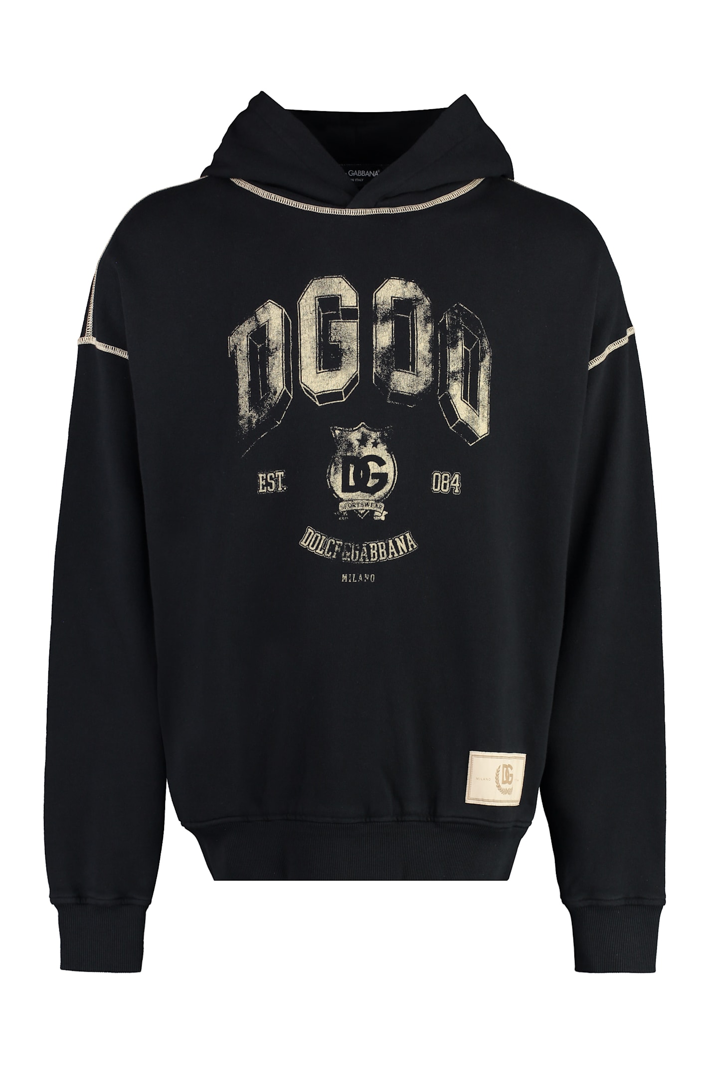 Shop Dolce & Gabbana Cotton Hoodie In Black