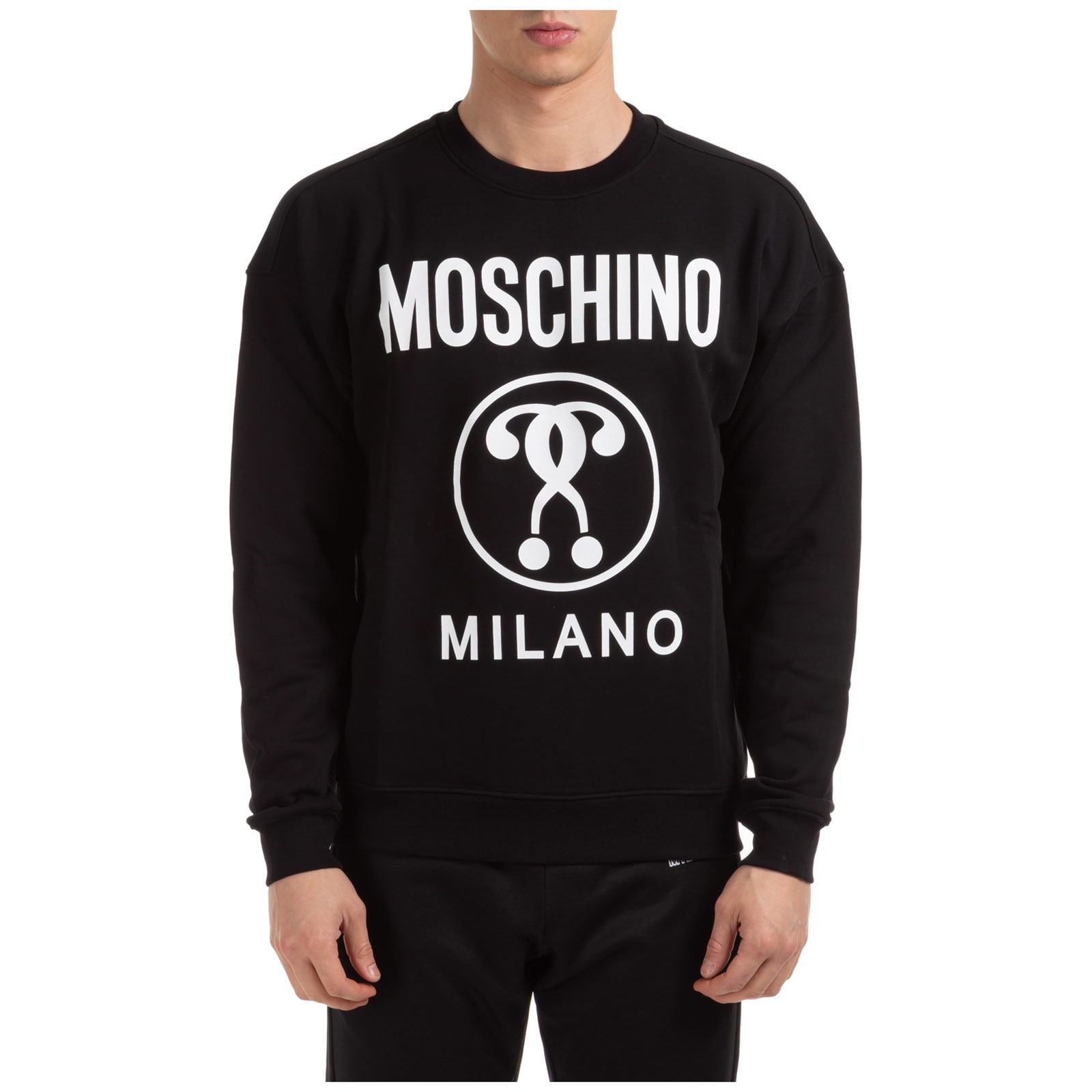 Click to view more detailed imagery on our partner's website Moschino Double Question Mark Sweatshirt In Nero