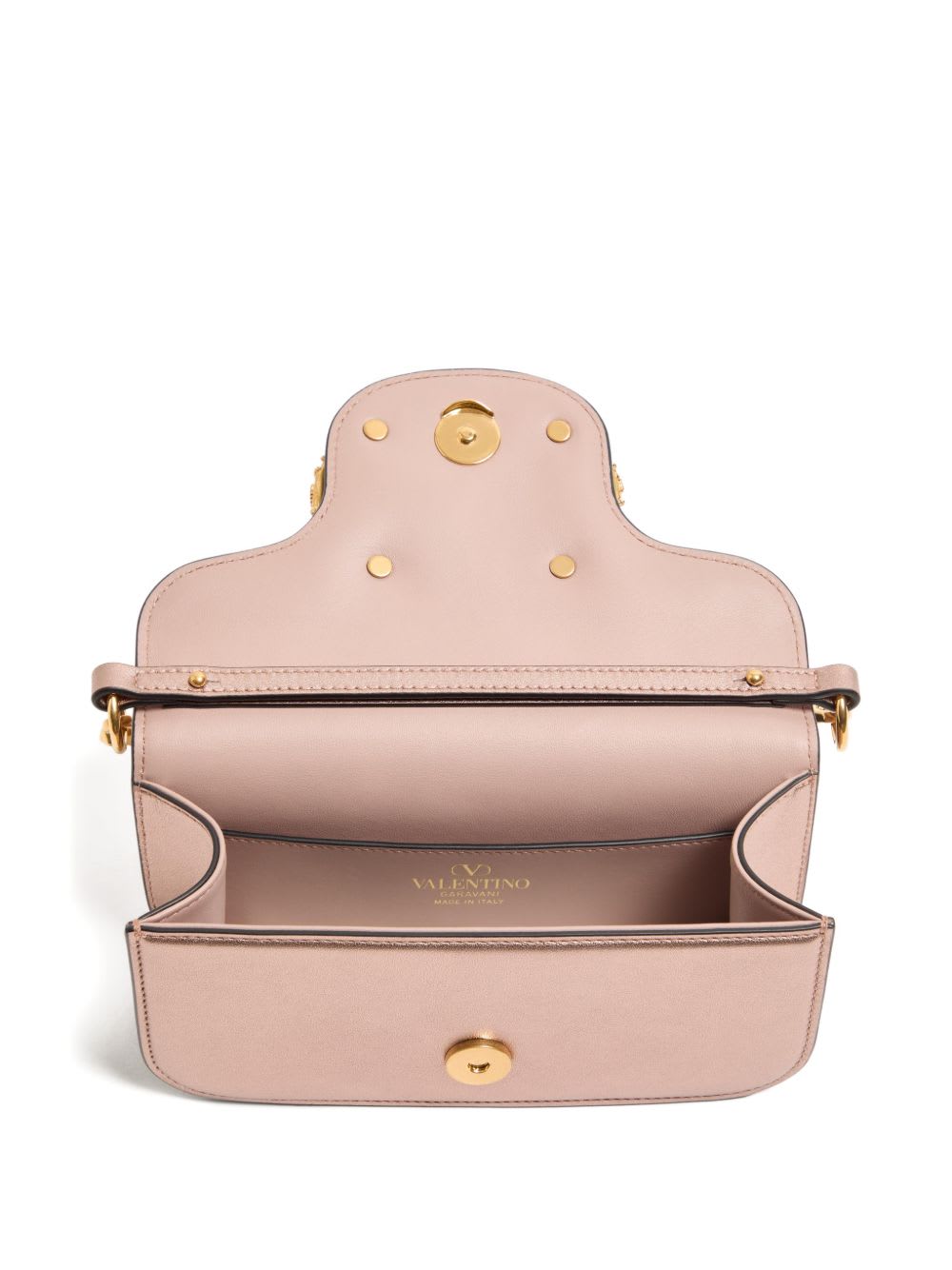 Valentino Garavani  Garavani Locò Small Shoulder Bag In Laminated Calfskin With Jewel Logo  In Pink