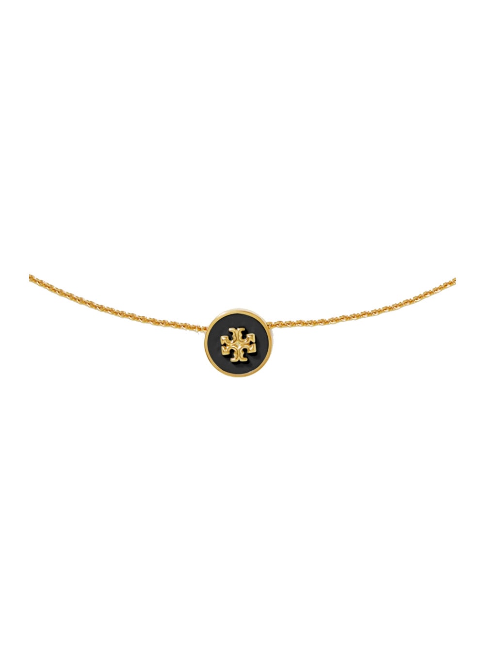 Tory Burch Kira Metallic Necklace With Logo Pendant And Chain-link Detail On Brass Blend Woman In Brown